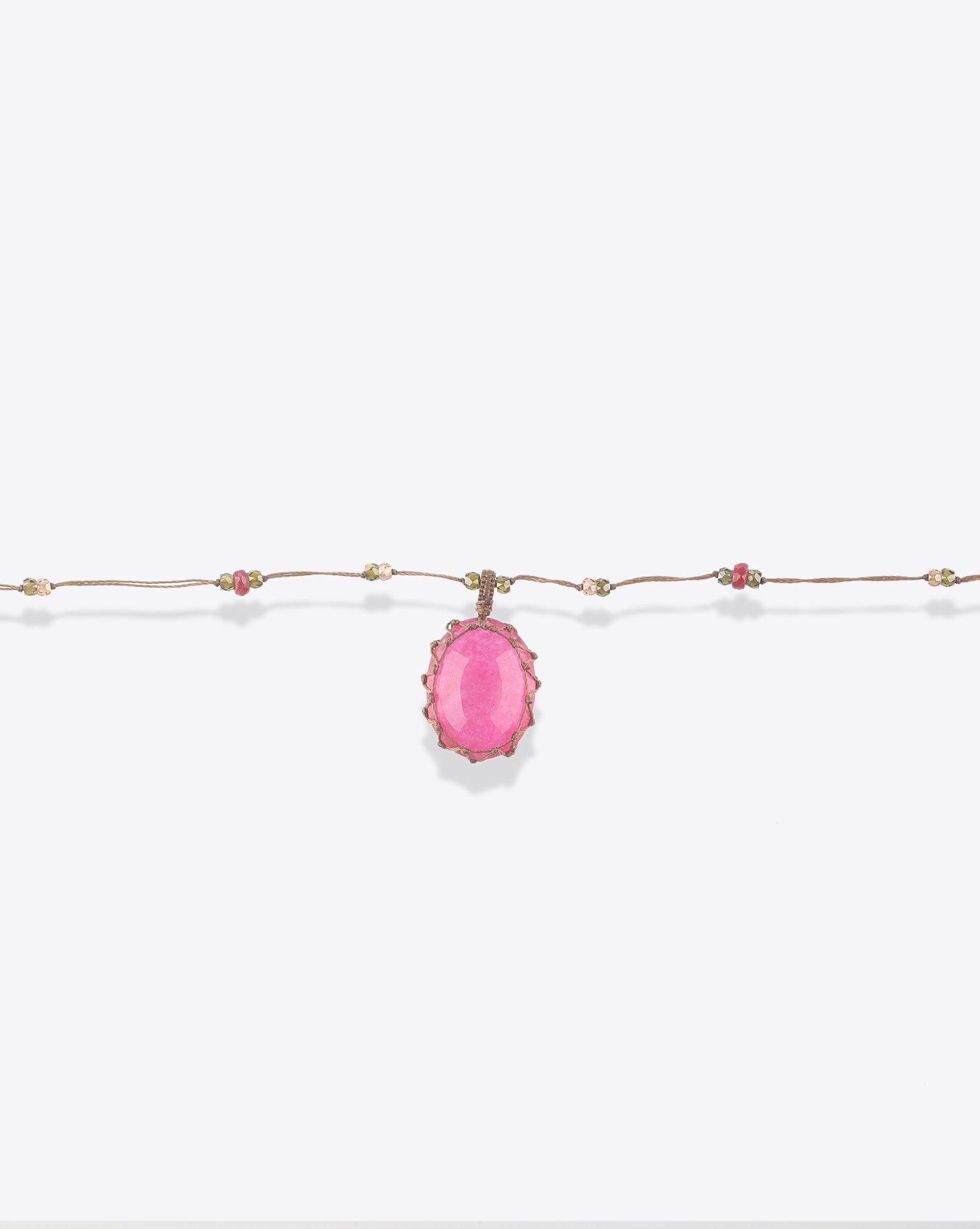 Image du produit Sharing Collier Court Tibétain Sur Cordon Tabac 2 - Rubelite Pink - 3