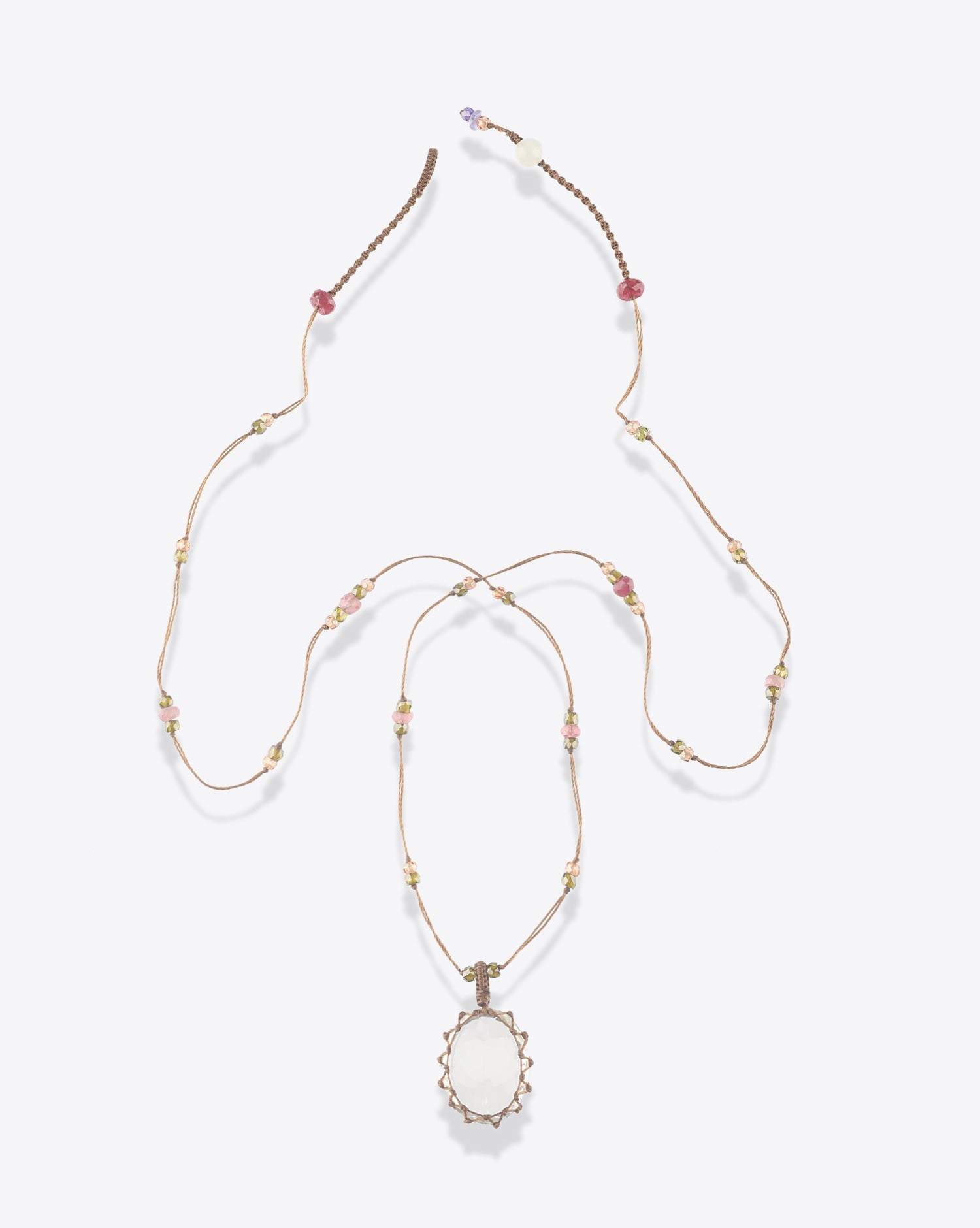 Image du produit Sharing Collier Court Tibétain Sur Cordon Tabac - Rutile Quartz  