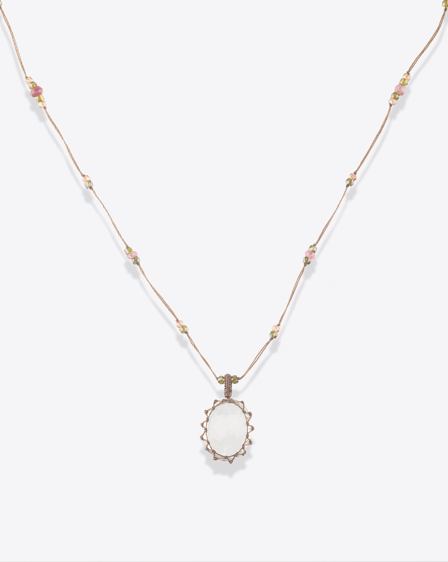 Image du produit Sharing Collier Court Tibétain Sur Cordon Tabac - Rutile Quartz   - 2