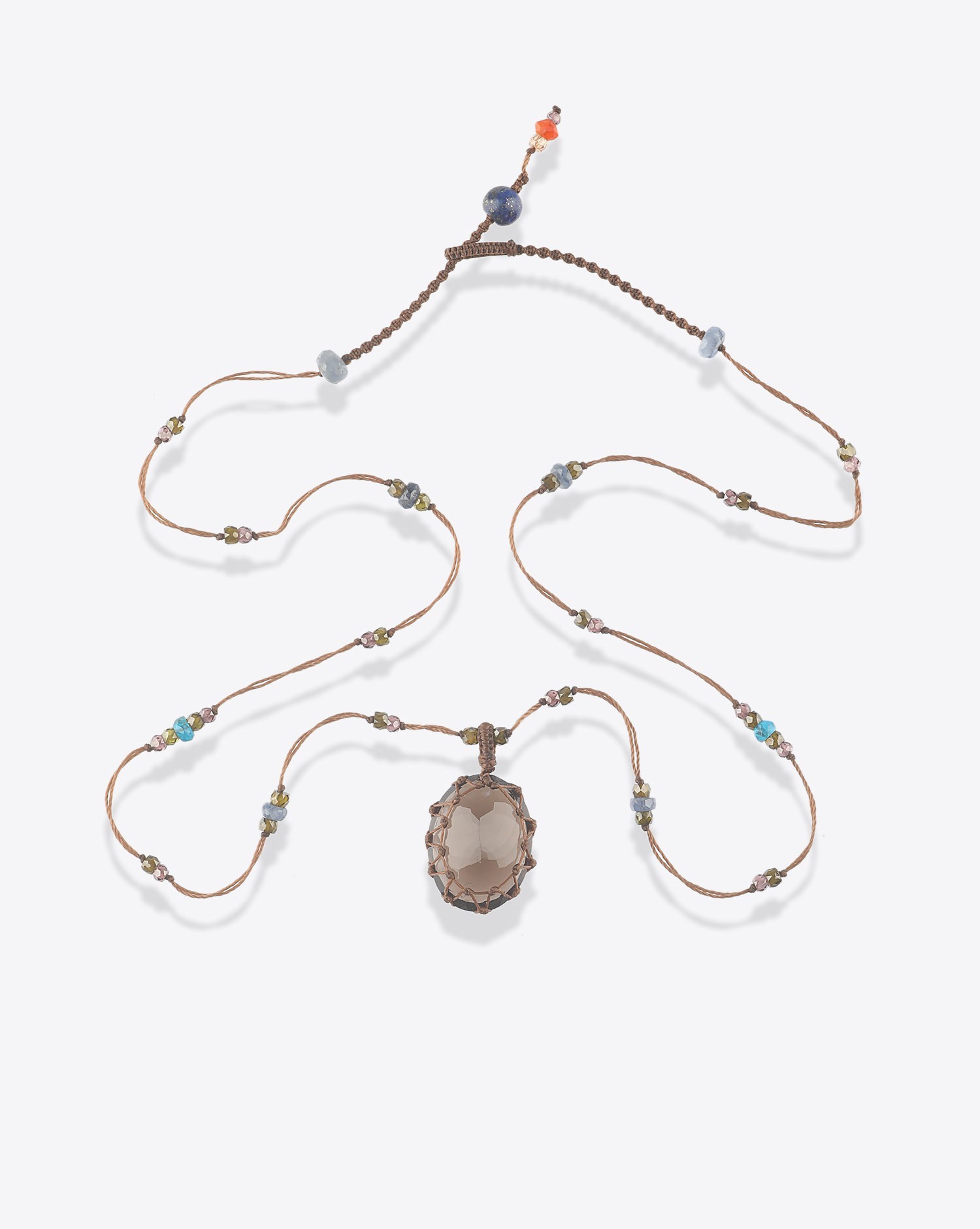 Image du produit Sharing Collier Court Tibétain Sur Cordon Tabac - Smokey Quartz  