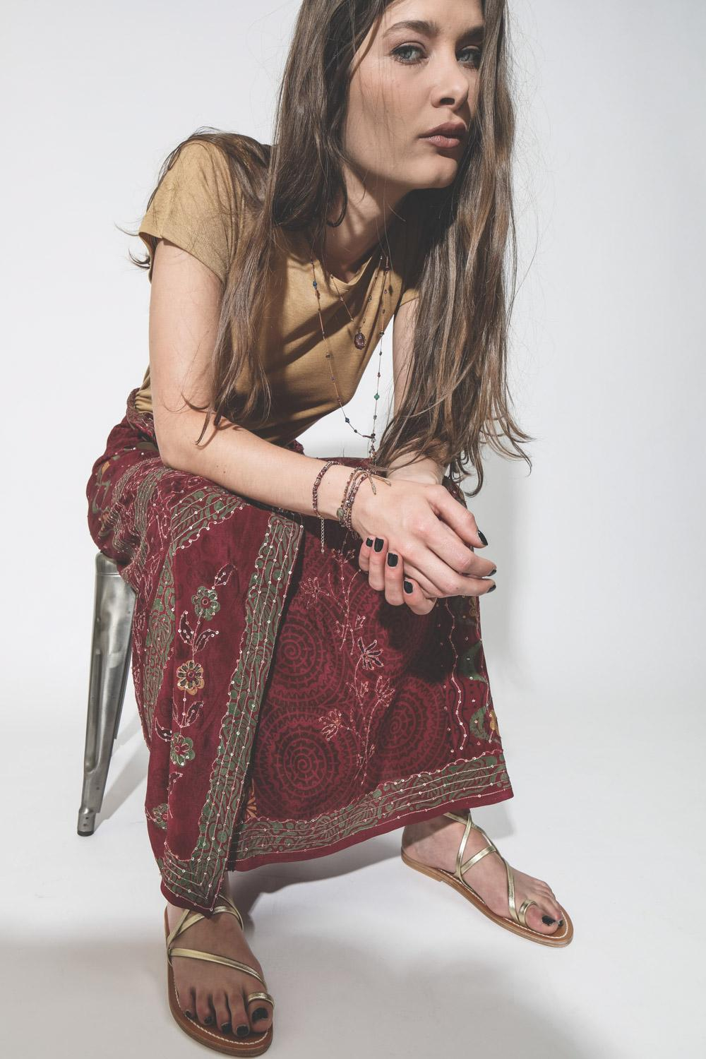 Image du produit Sharing Collier Court TIBETAN Sur Cordon Tabac - Amethyste   - 4