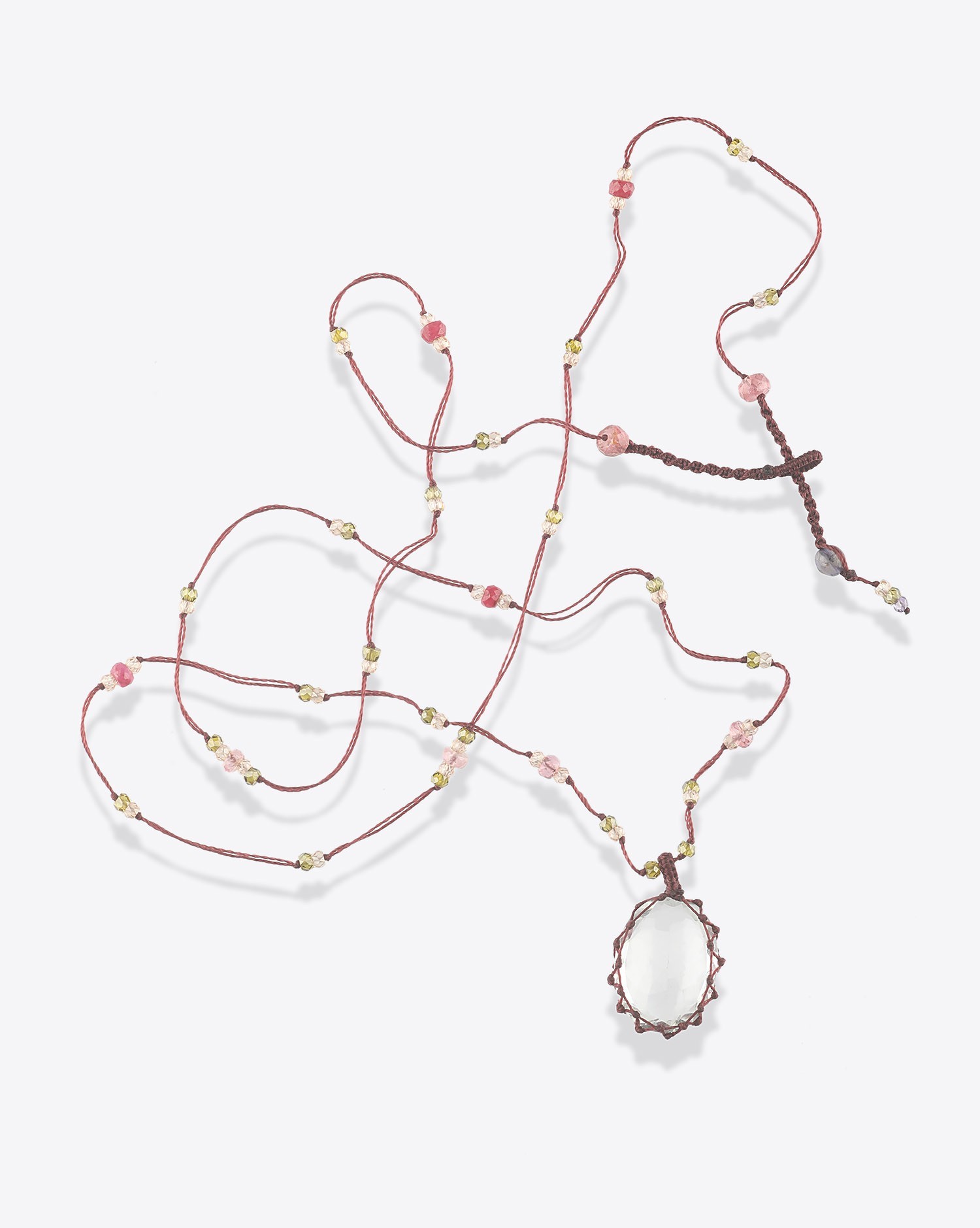 Image du produit Sharing Collier Long Tibétain Sur Cordon Aubergine - Green Améthyste  