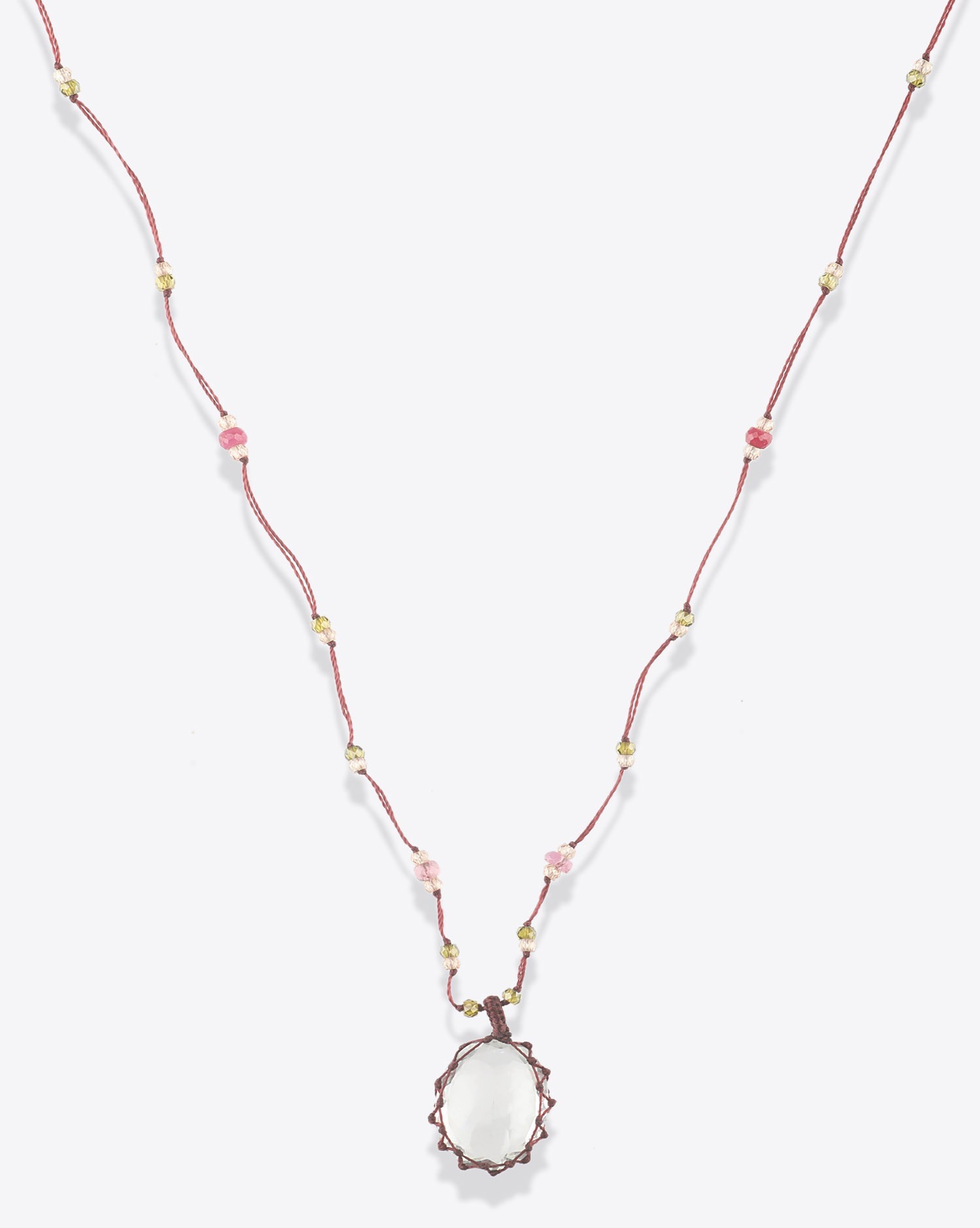 Image du produit Sharing Collier Long Tibétain Sur Cordon Aubergine - Green Améthyste   - 2