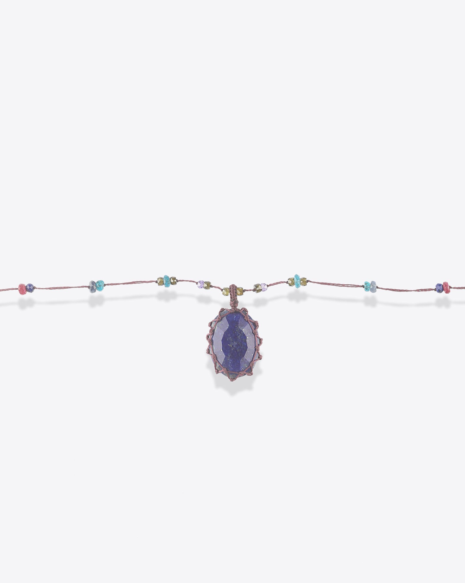 Image du produit Sharing Collier Long Tibétain Sur Cordon Aubergine - Lapis   - 2