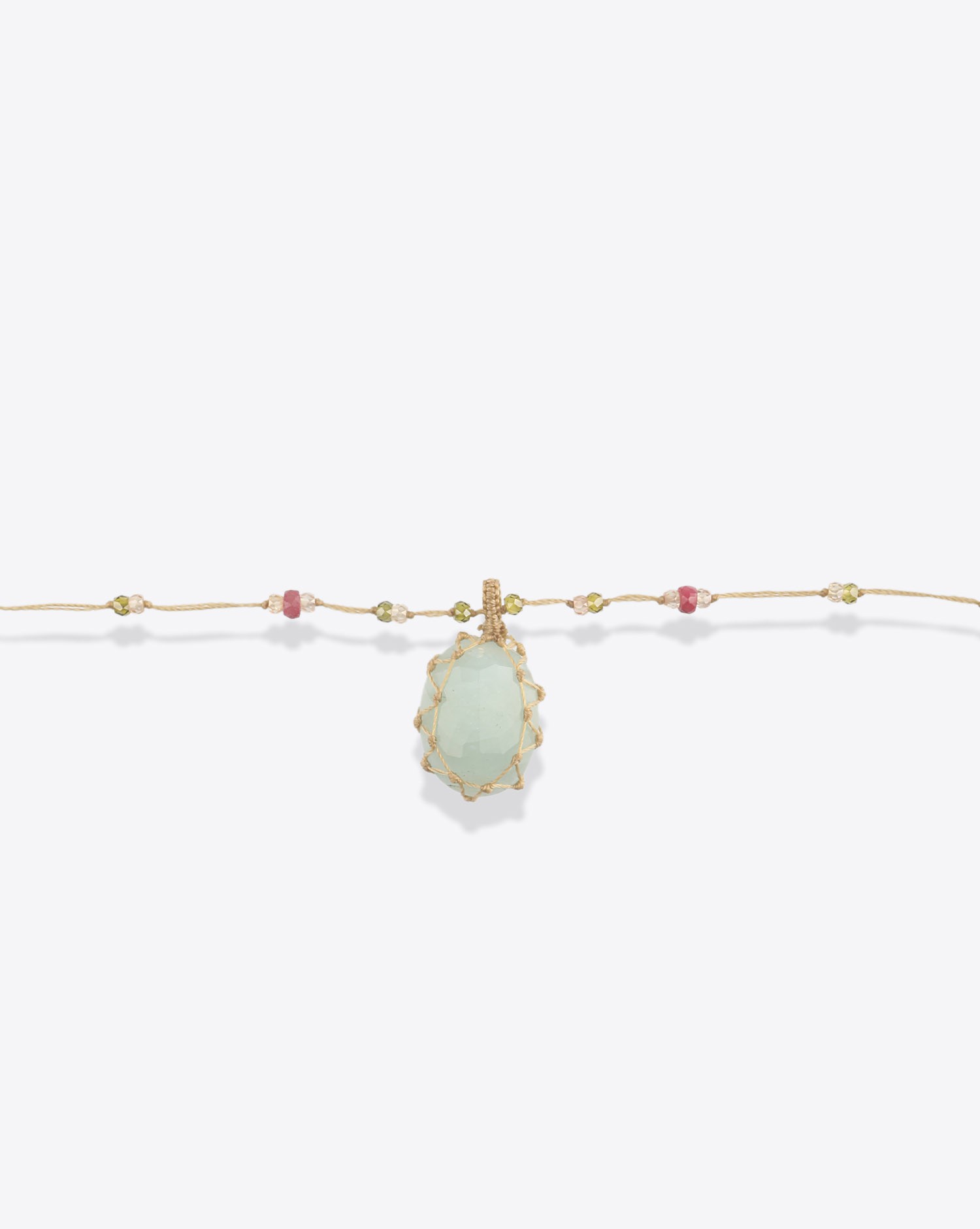 Image du produit Sharing Collier Long Tibétain Sur Cordon Beige 1 - Aquamarine - 3