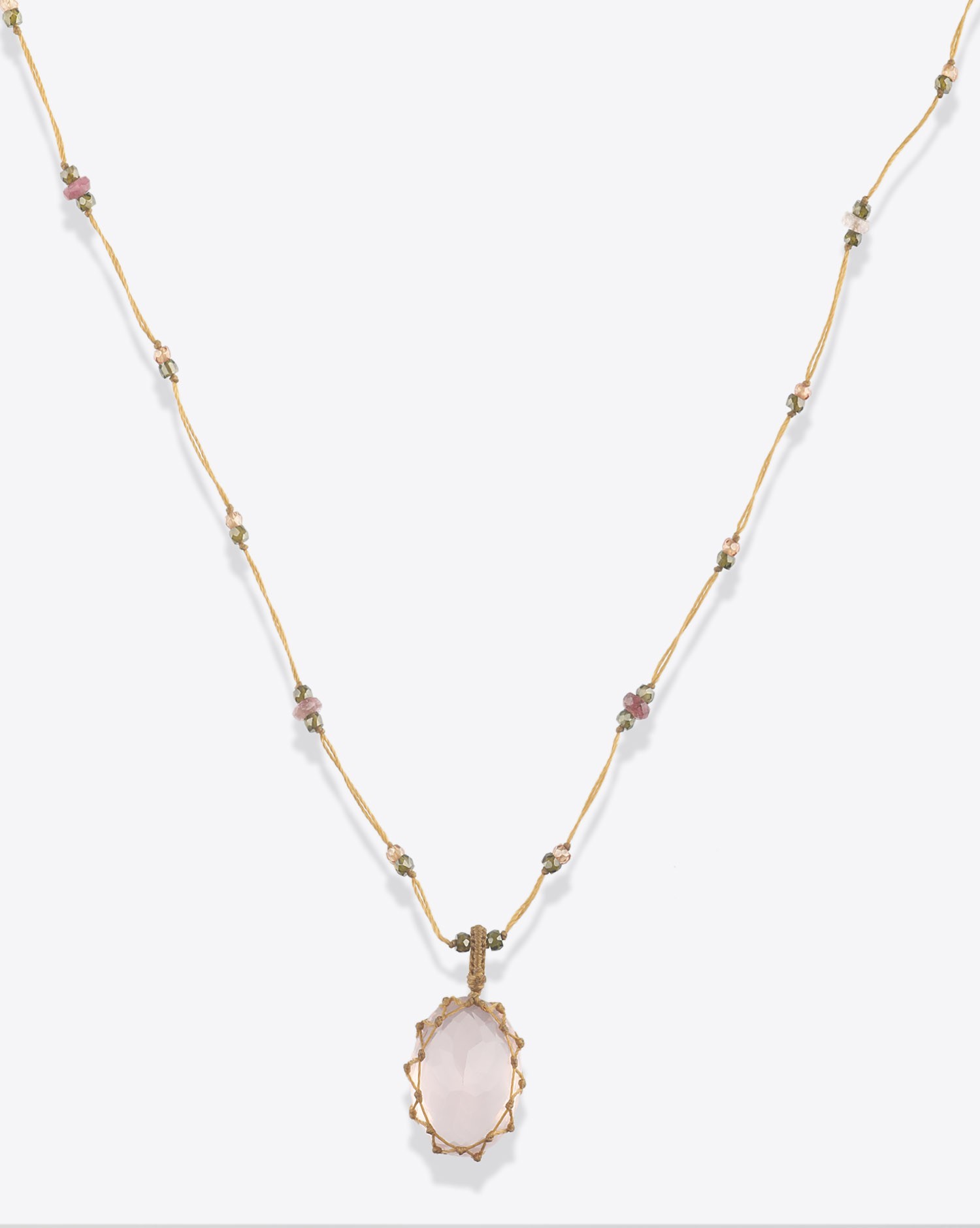 Image du produit Sharing Collier Long Tibétain Sur Cordon Beige 1 - Quartz Rose - 2