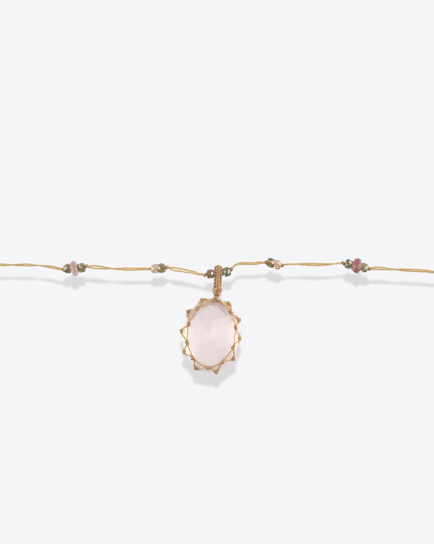 Image du produit Sharing Collier Long Tibétain Sur Cordon Beige 1 - Quartz Rose - 3