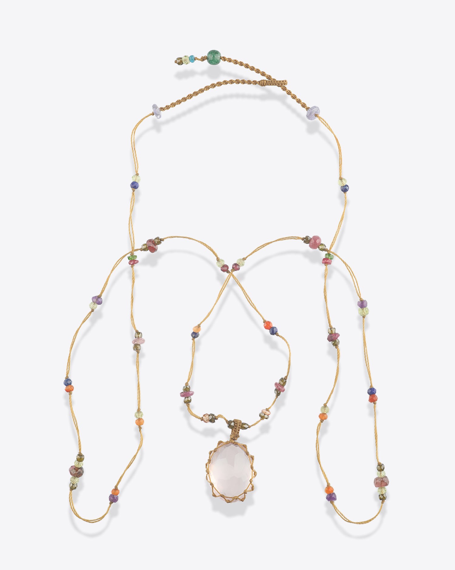 Image du produit Sharing Collier Long Tibétain Sur Cordon Beige 2 - Quartz Rose