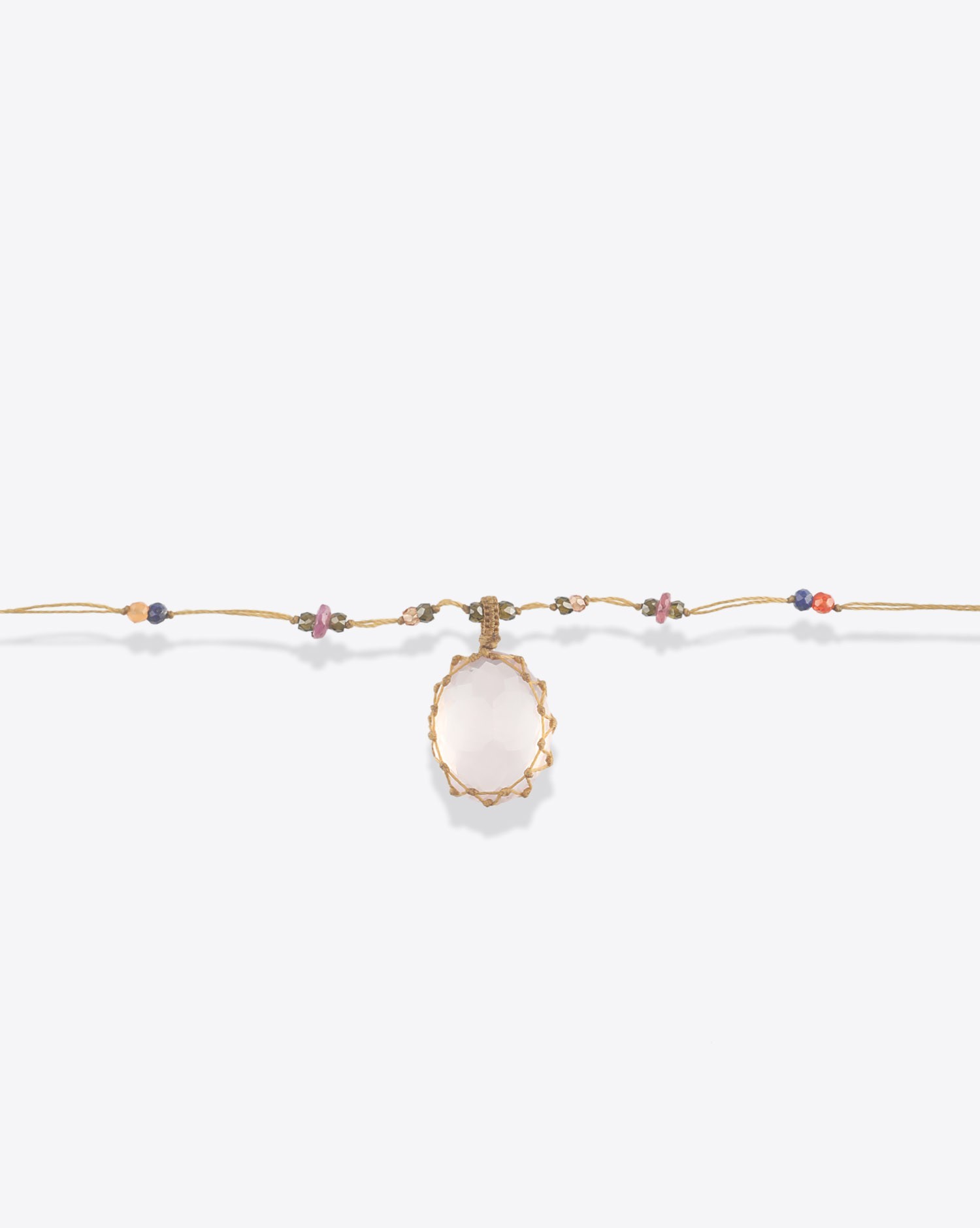 Image du produit Sharing Collier Long Tibétain Sur Cordon Beige 2 - Quartz Rose - 3