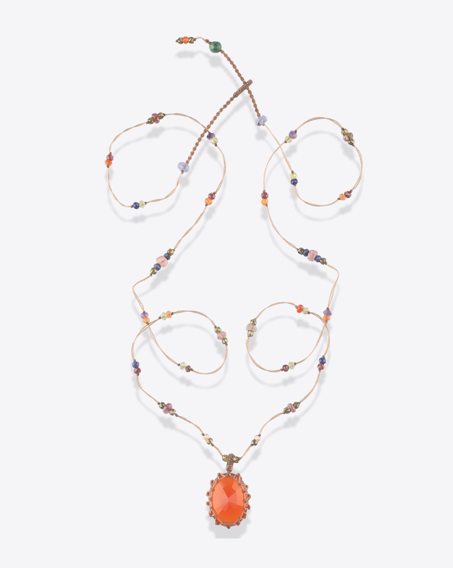 Image du produit Sharing Collier Long Tibétain Sur Cordon Beige - Cornaline  