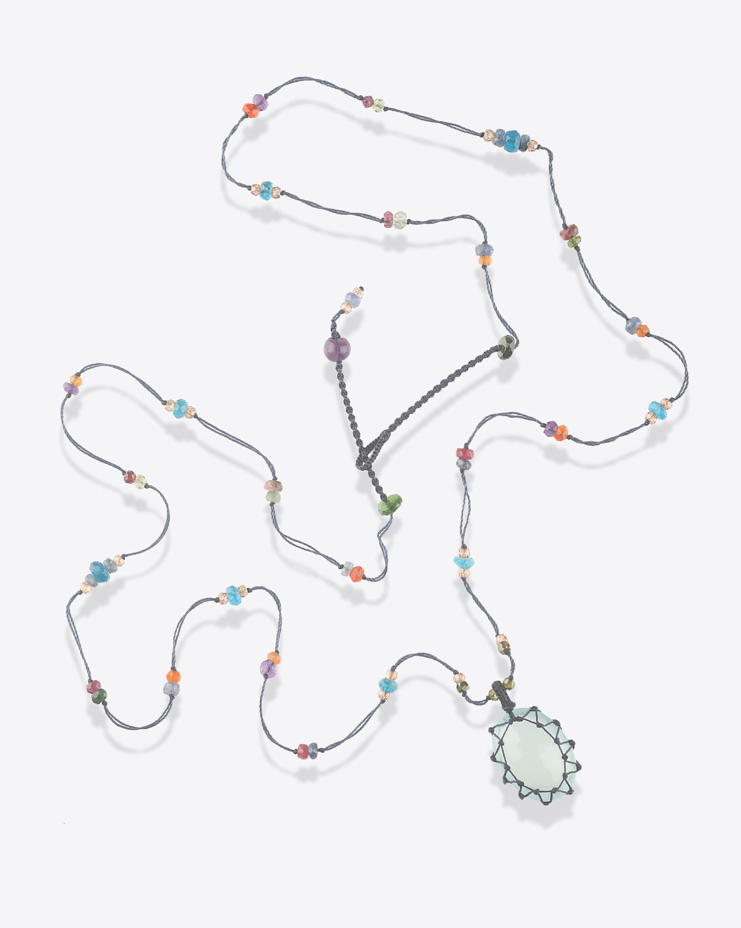 Image du produit Sharing Collier Long Tibétain Sur Cordon Bleu - Calcédoine  