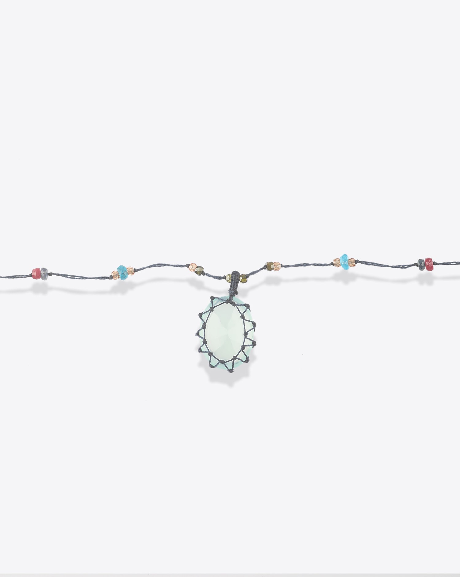 Image du produit Sharing Collier Long Tibétain Sur Cordon Bleu - Calcédoine   - 3