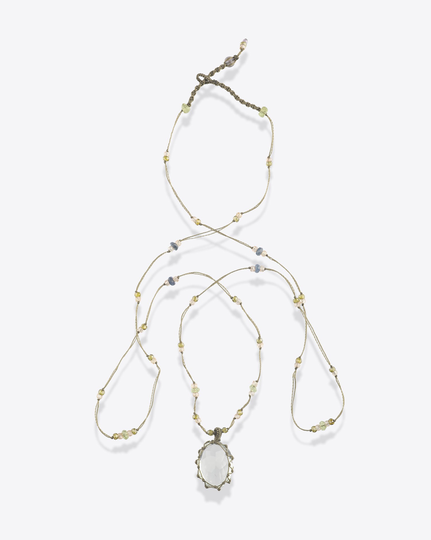 Image du produit Sharing Collier Long Tibétain Sur Cordon Kaki - Green Améthyste  