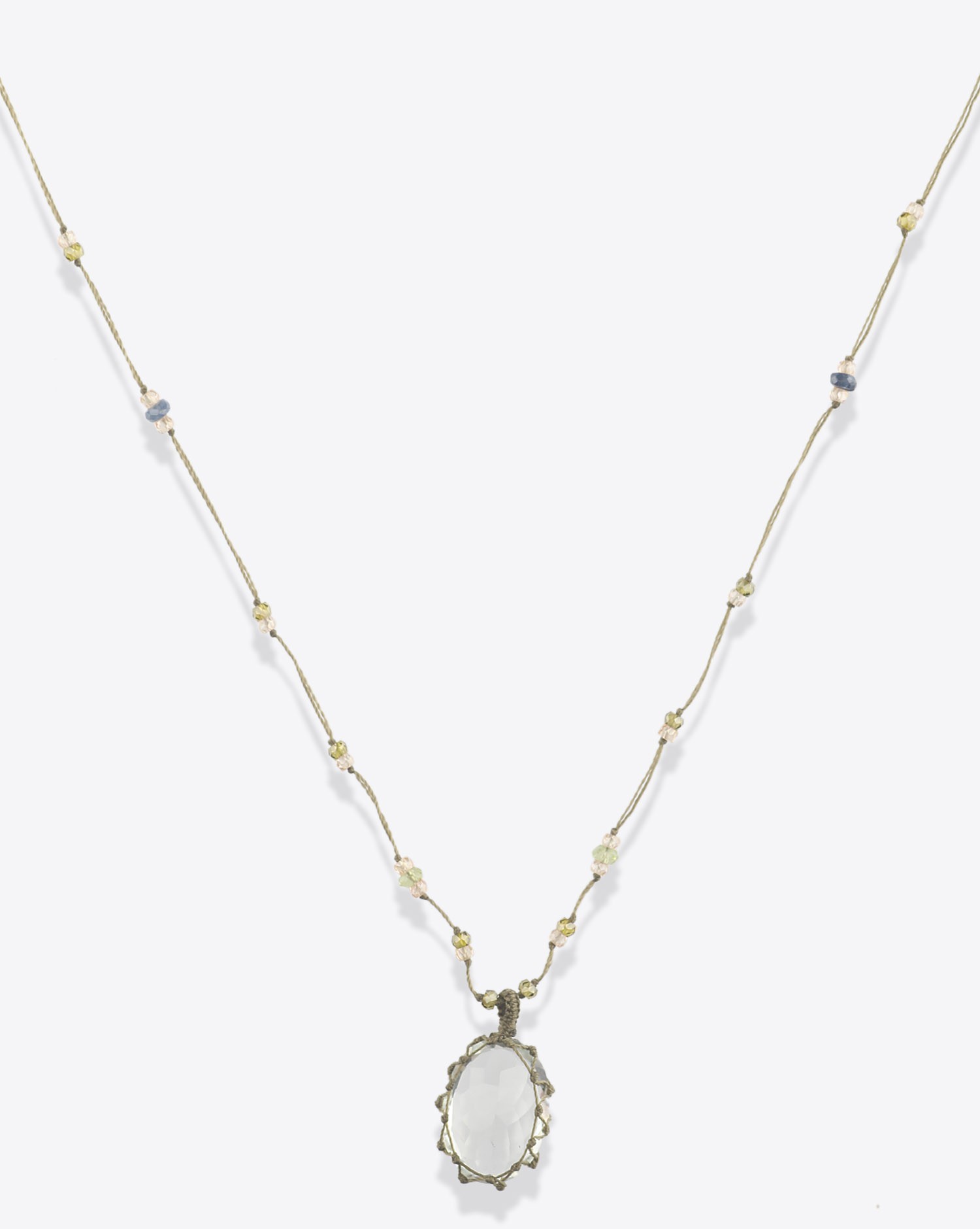 Image du produit Sharing Collier Long Tibétain Sur Cordon Kaki - Green Améthyste   - 2