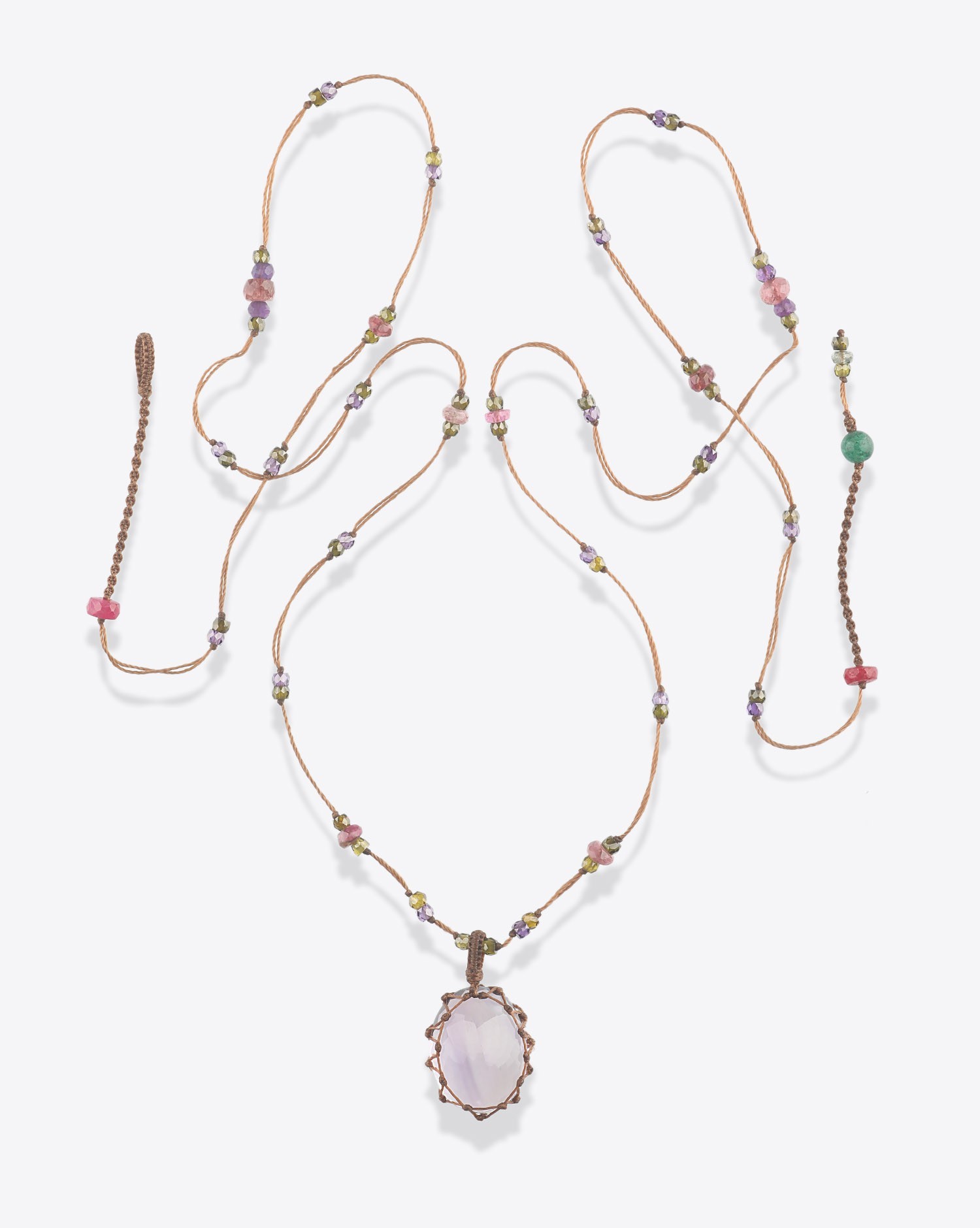 Image du produit Sharing Collier Long Tibétain Sur Cordon Tabac 1 - Améthyste