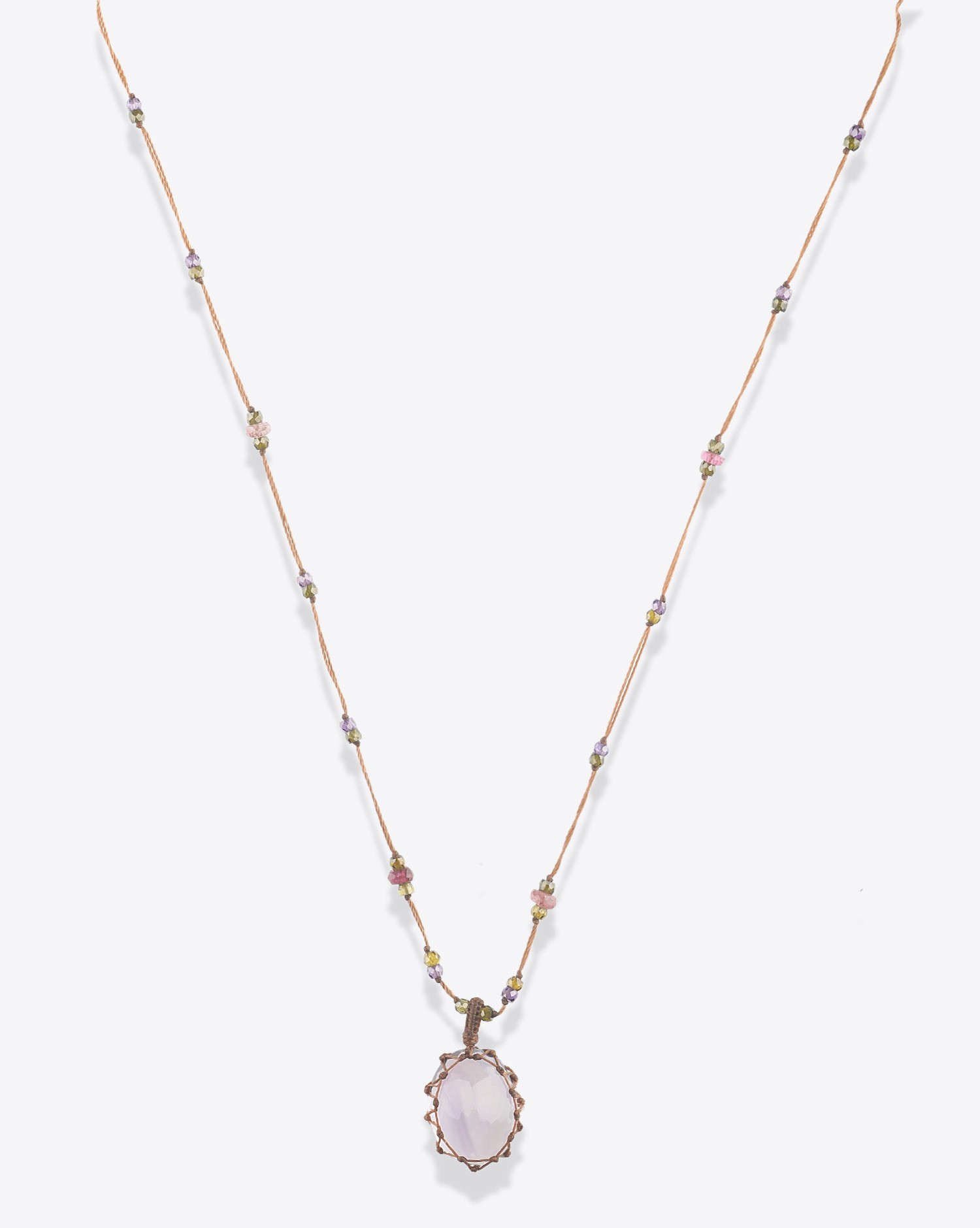 Image du produit Sharing Collier Long Tibétain Sur Cordon Tabac 1 - Améthyste - 2