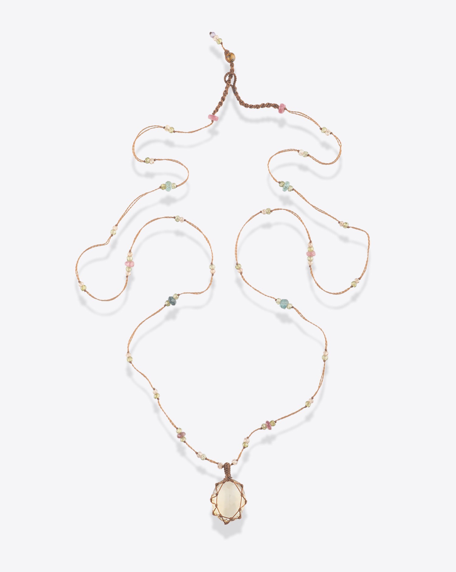 Image du produit Sharing Collier Long Tibétain Sur Cordon Tabac 1 - Citrine