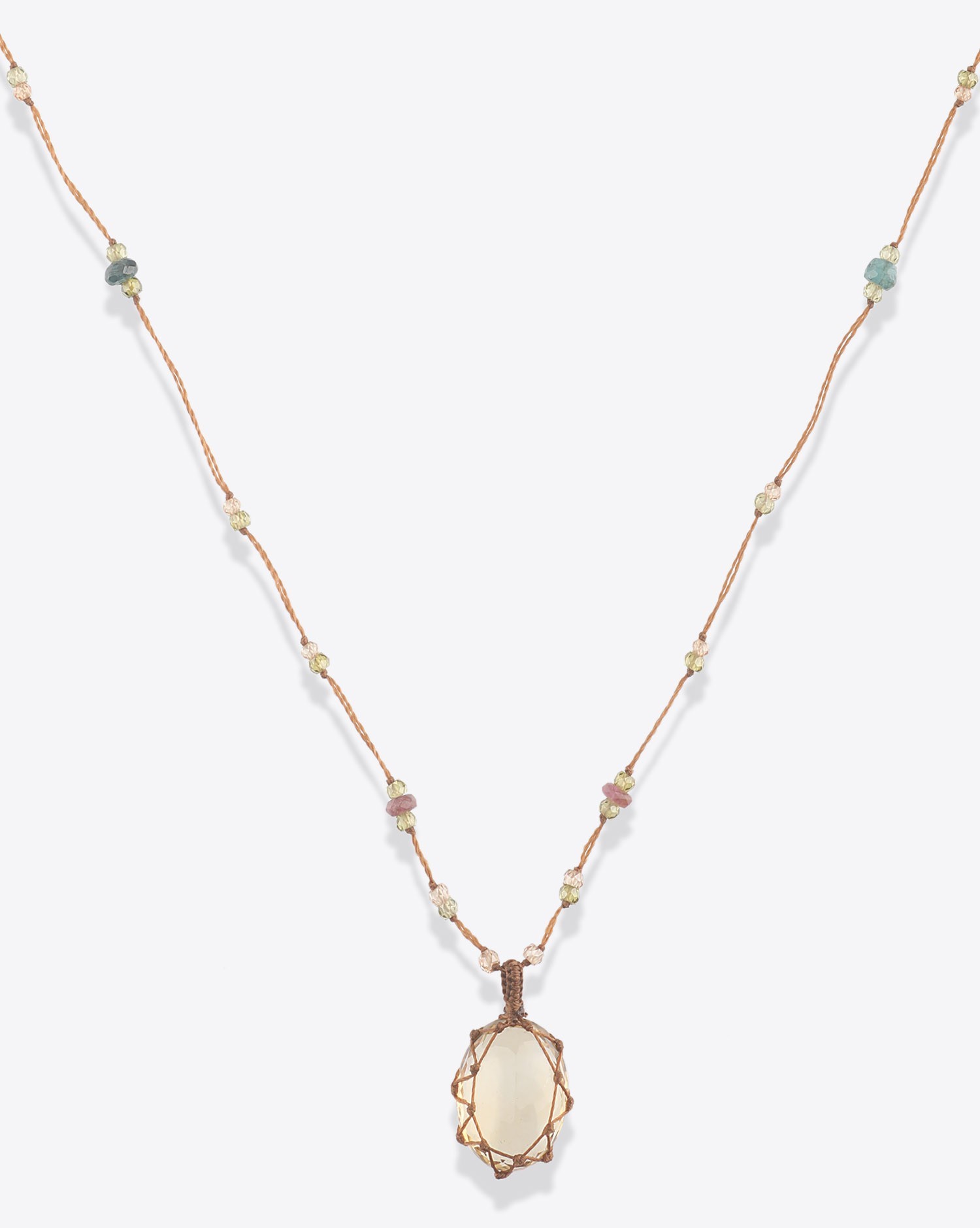 Image du produit Sharing Collier Long Tibétain Sur Cordon Tabac 1 - Citrine - 2