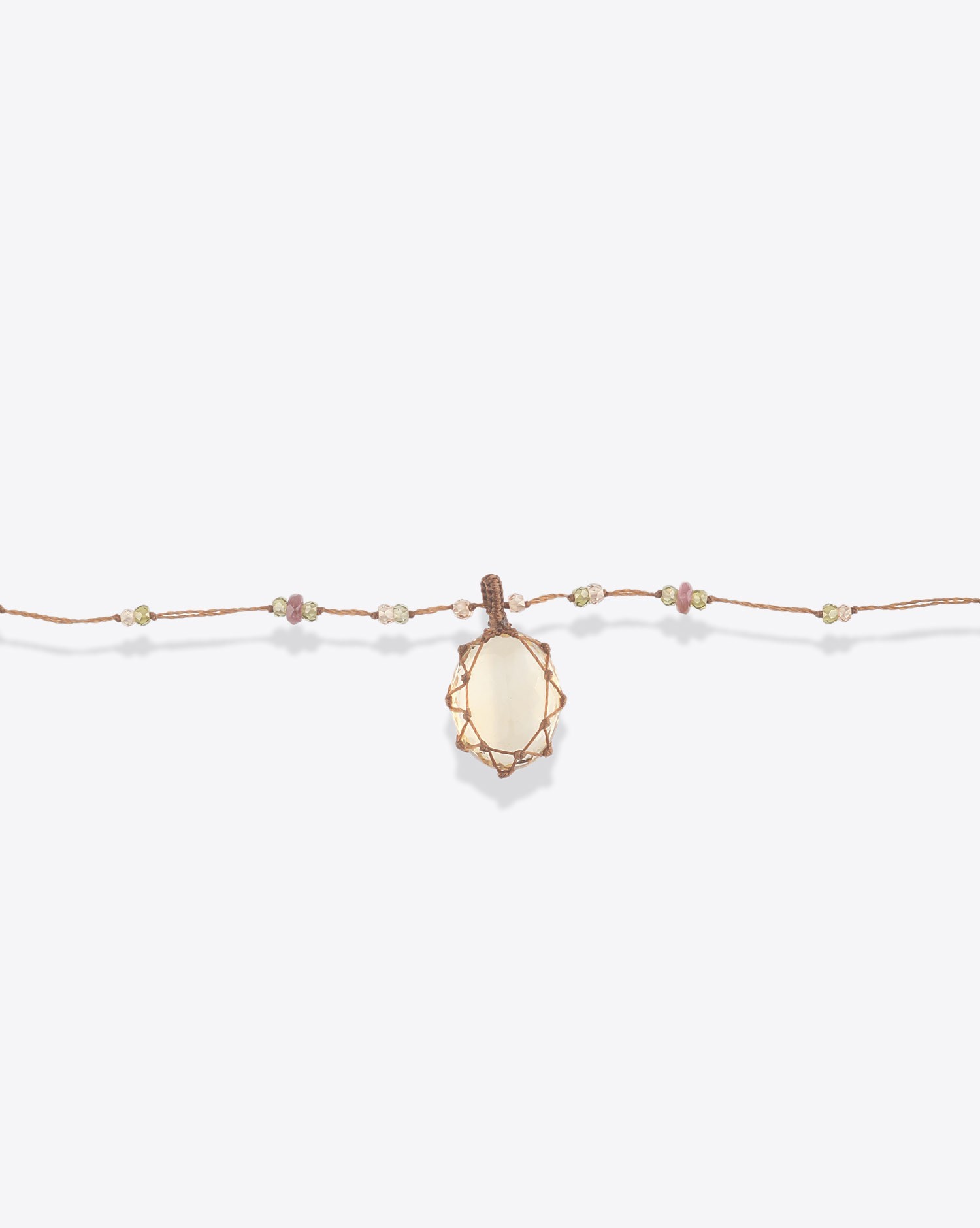 Image du produit Sharing Collier Long Tibétain Sur Cordon Tabac 1 - Citrine - 3