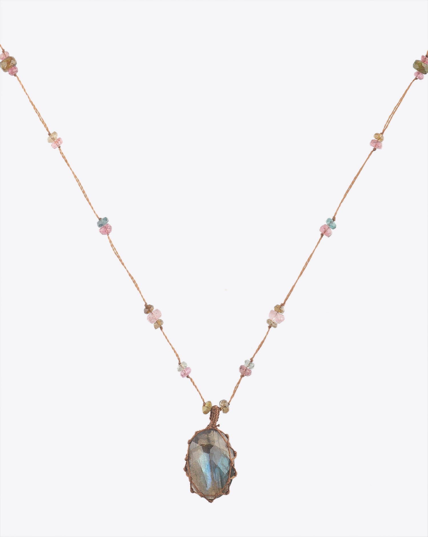 Image du produit Sharing Collier Long Tibétain Sur Cordon Tabac 1 - Labradorite - 2