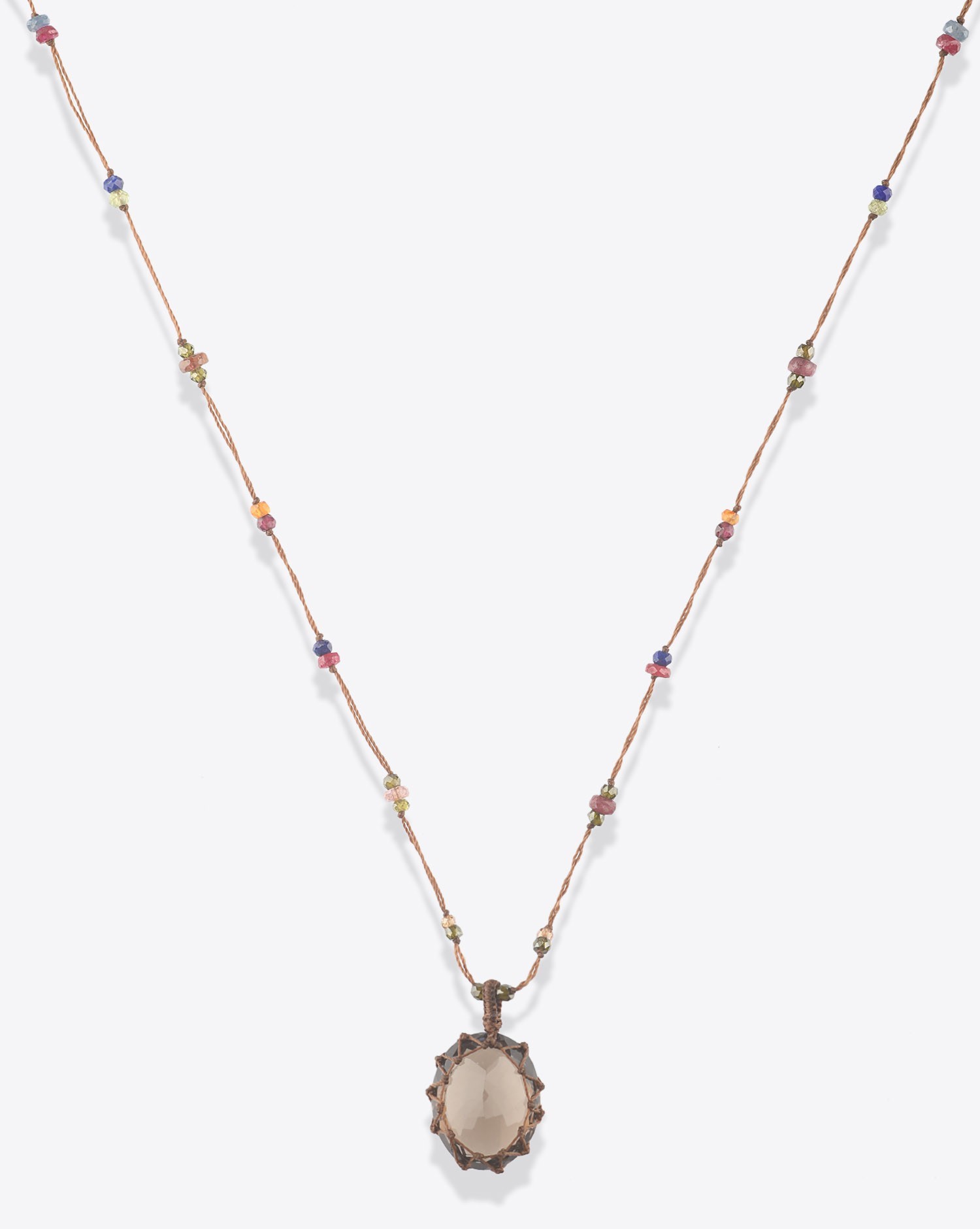 Image du produit Sharing Collier Long Tibétain Sur Cordon Tabac 1 - Smokey Quartz - 2