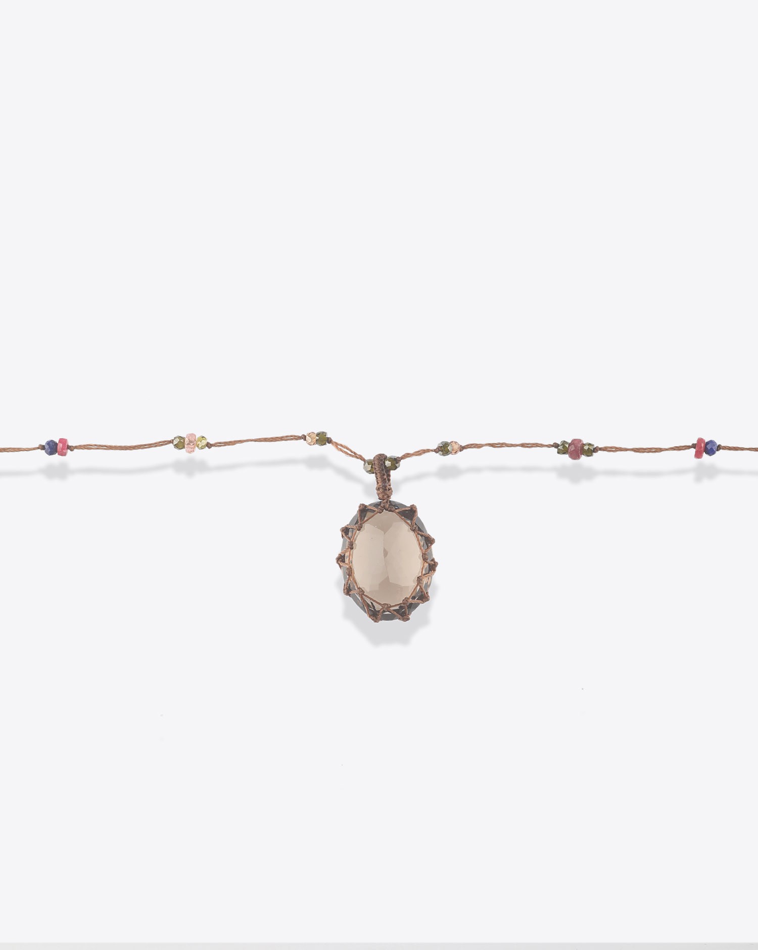 Image du produit Sharing Collier Long Tibétain Sur Cordon Tabac 1 - Smokey Quartz - 3