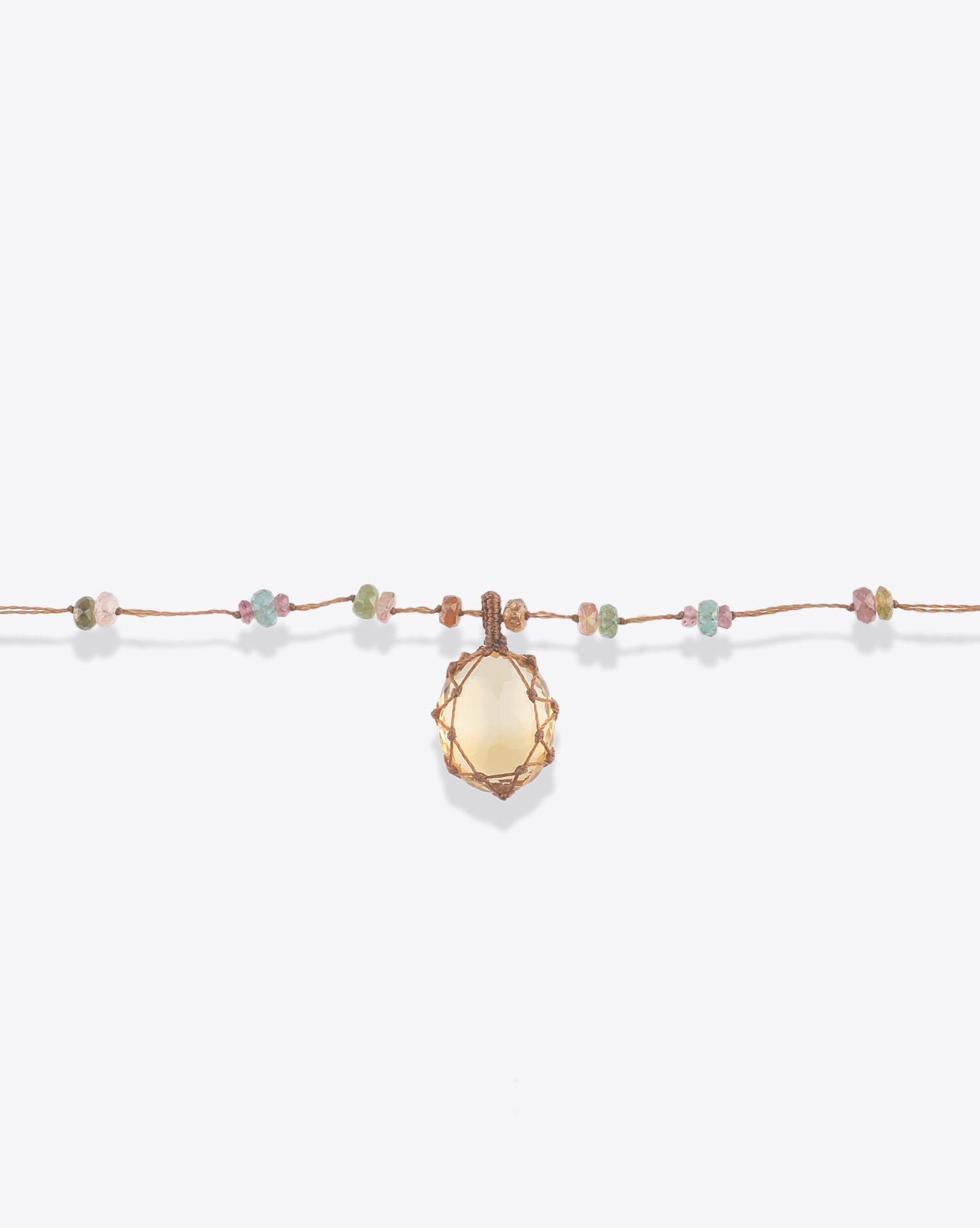 Image du produit Sharing Collier Long Tibétain Sur Cordon Tabac 2 - Citrine - 3