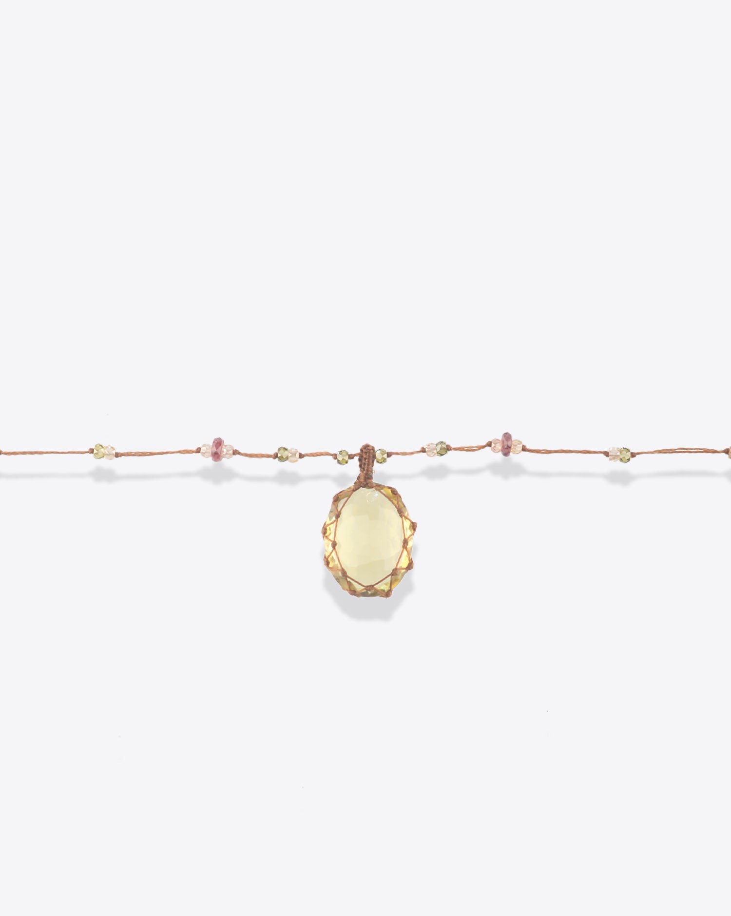 Image du produit Sharing Collier Long Tibétain Sur Cordon Tabac 2 - Lemon Topaze - 3