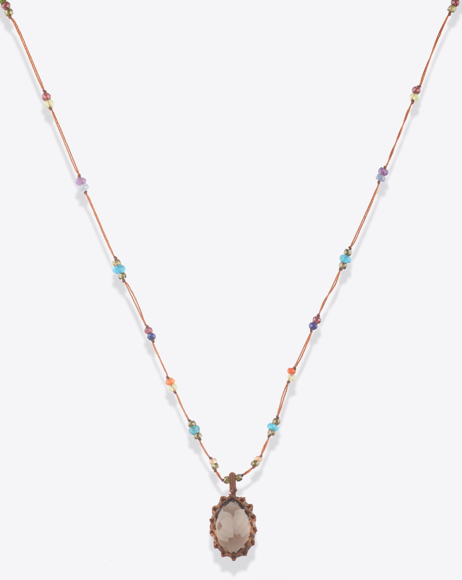 Image du produit Sharing Collier Long Tibétain Sur Cordon Tabac 2 - Smokey Quartz - 2