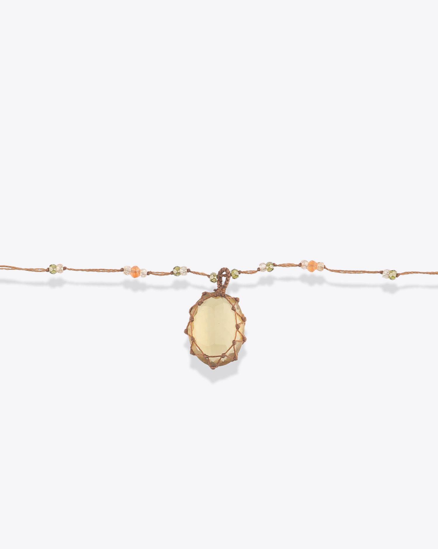 Image du produit Sharing Collier Long Tibétain Sur Cordon Tabac - Honey Quartz  - 3