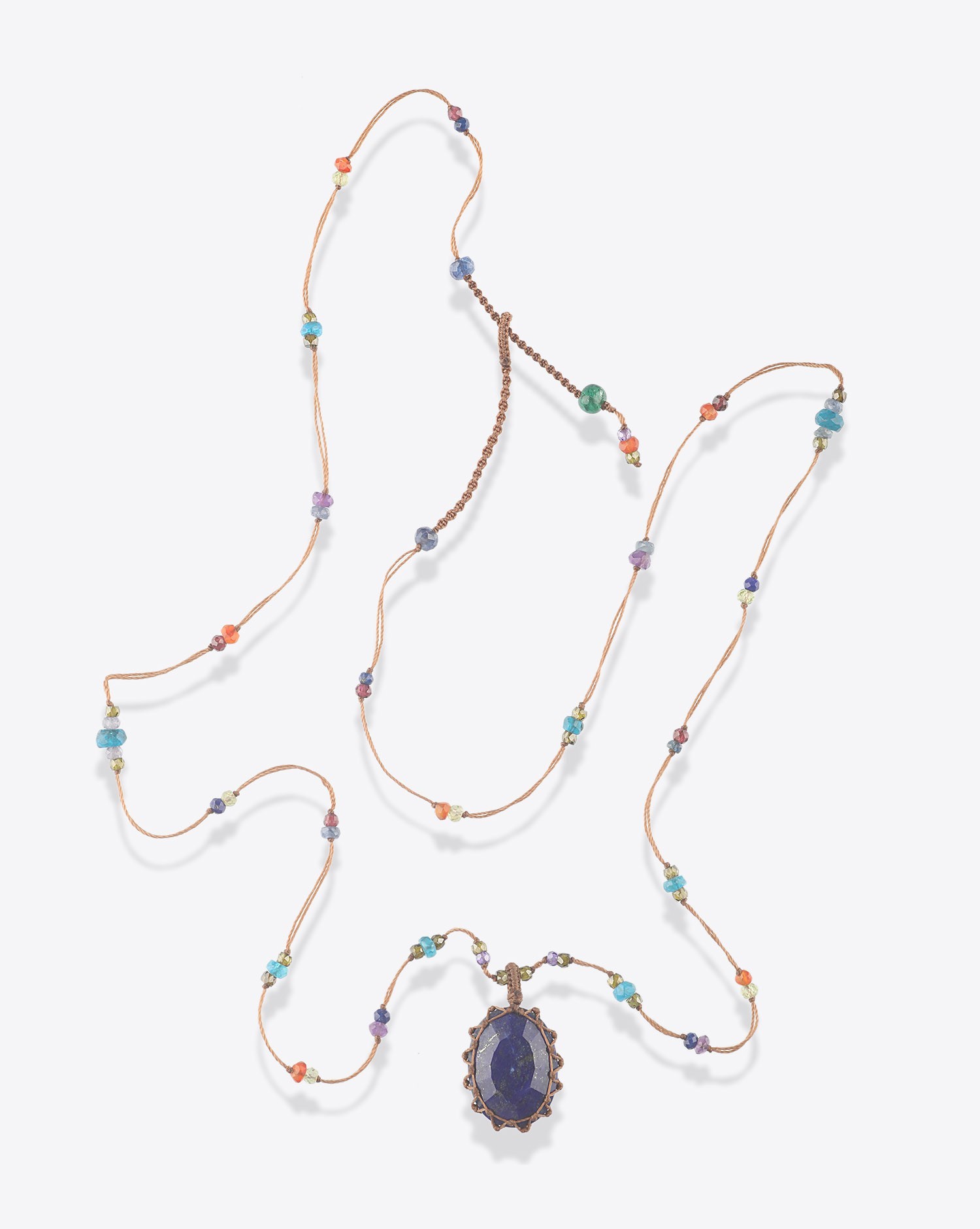 Image du produit Sharing Collier Long Tibétain Sur Cordon Tabac - Lapis  