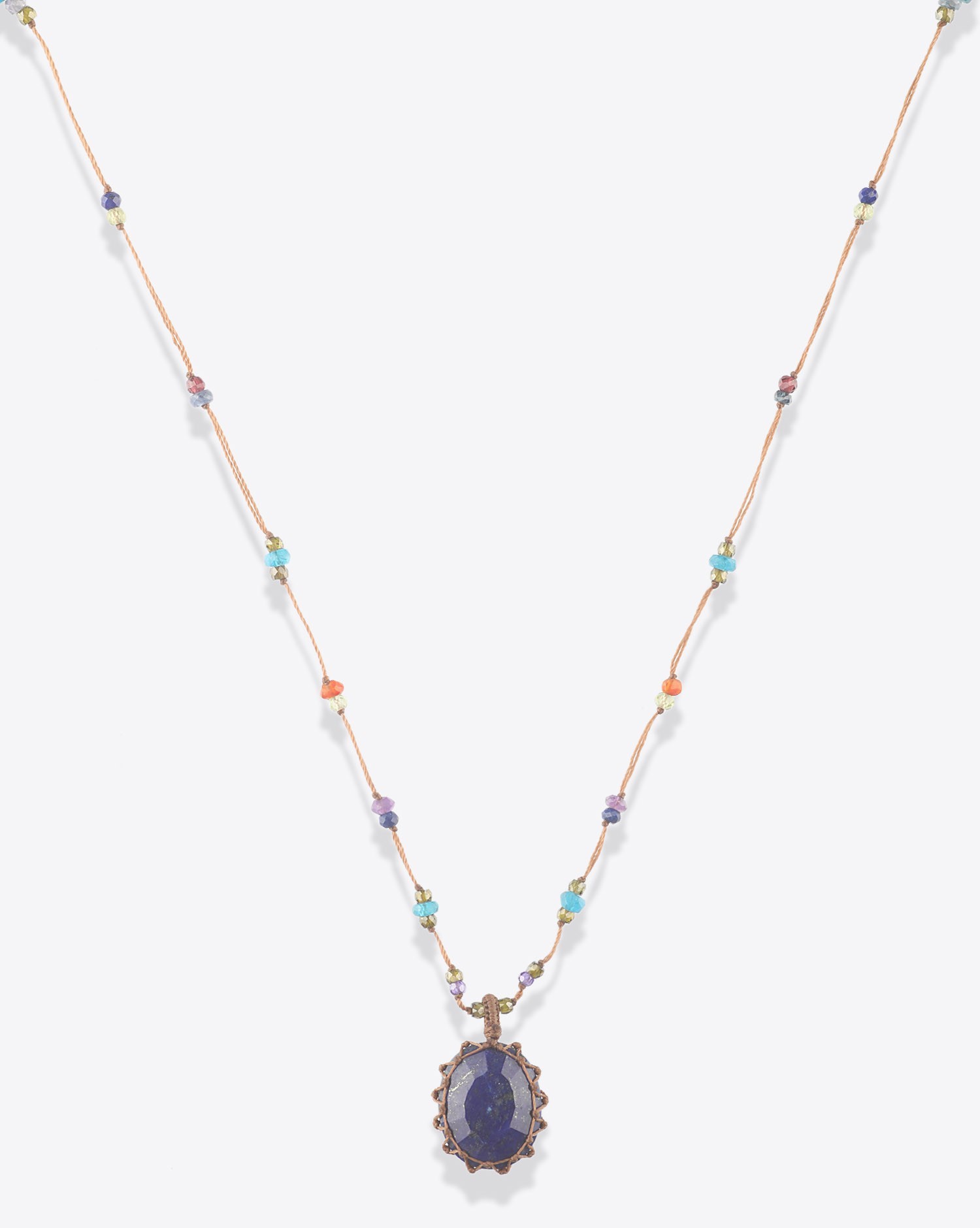 Image du produit Sharing Collier Long Tibétain Sur Cordon Tabac - Lapis   - 2