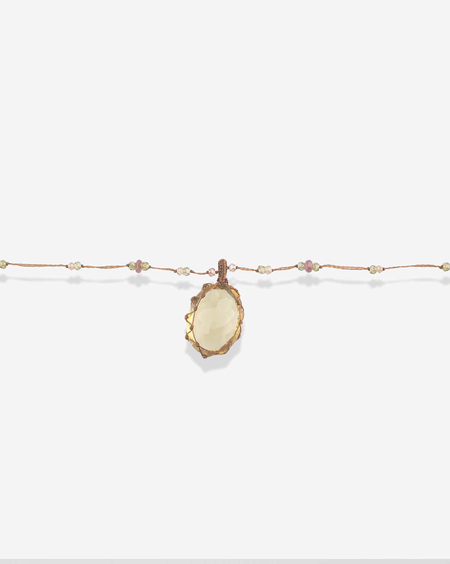 Image du produit Sharing Collier Long Tibétain Sur Cordon Tabac - Lemon Topaze   - 3