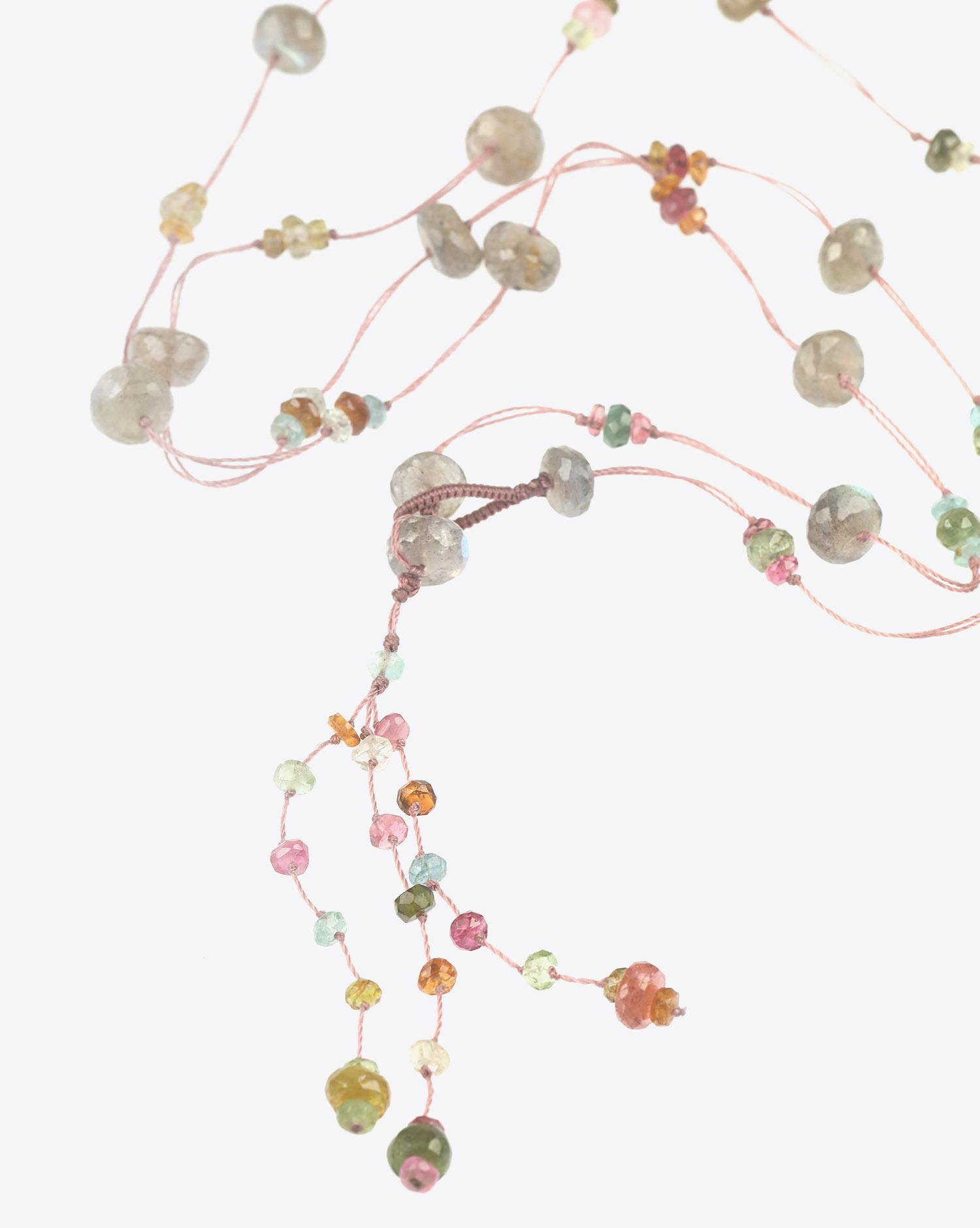 Image du produit Sharing Sautoir Pampille HOLY LABRADORITE/TOURMALINE - Cordon Rose    - 2