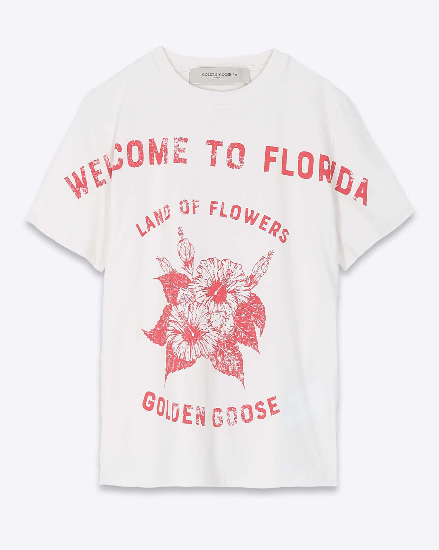 Image du produit Golden Goose Vêtements Collection T-Shirt Welcome To Florida - Vintage White Red 11118