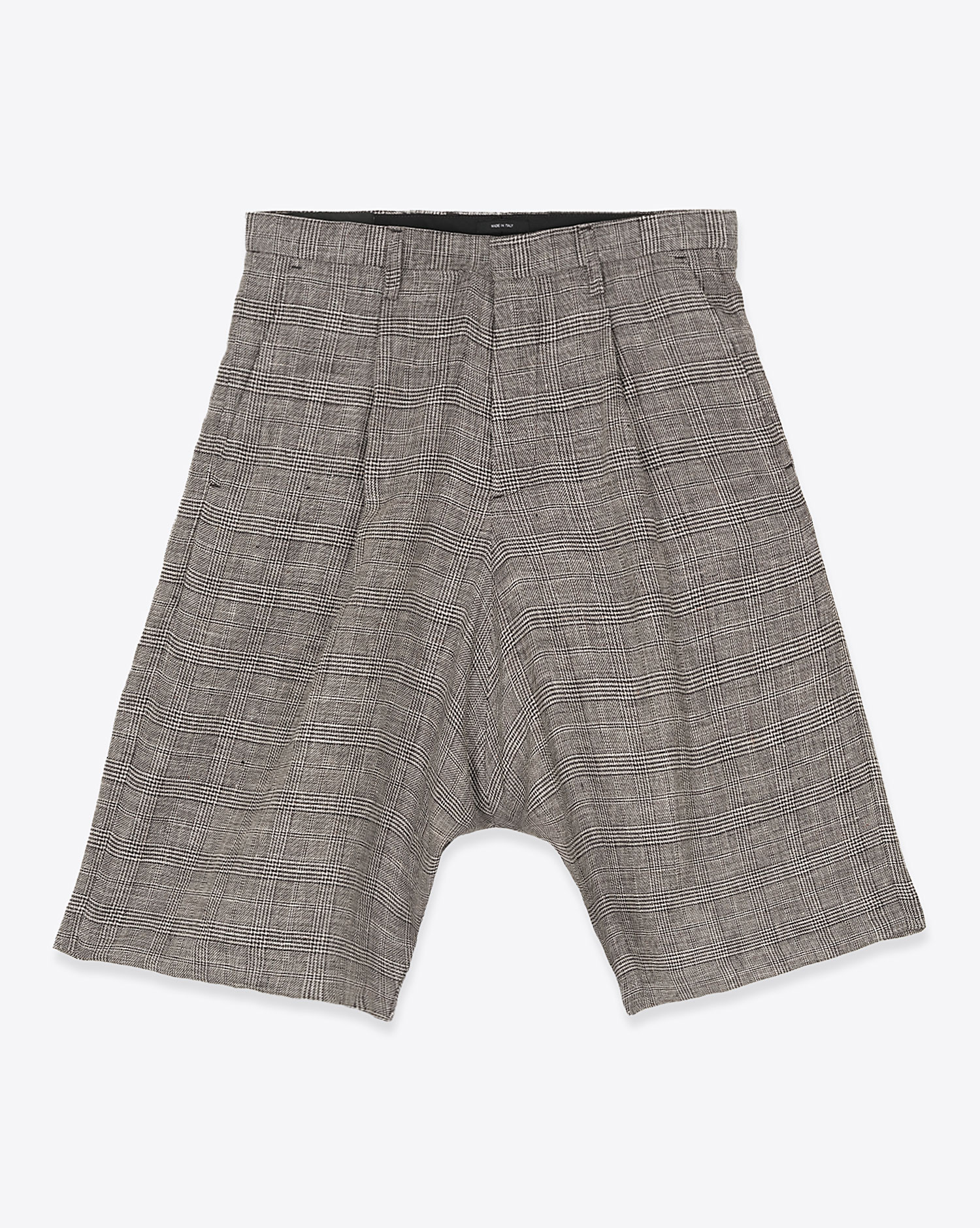 Short Bermuda Jumbo Tailored R13 en lin à carreaux. Vue face. 