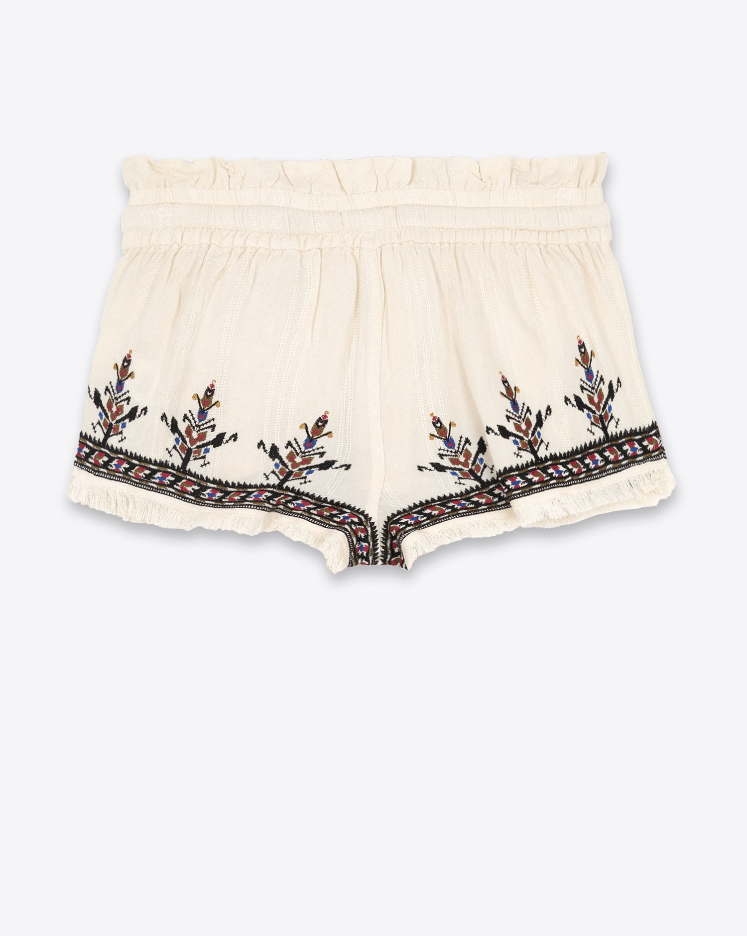 Produit Short Kiss Isabel Marant Etoile écru avec broderies colorés. Vue face. 