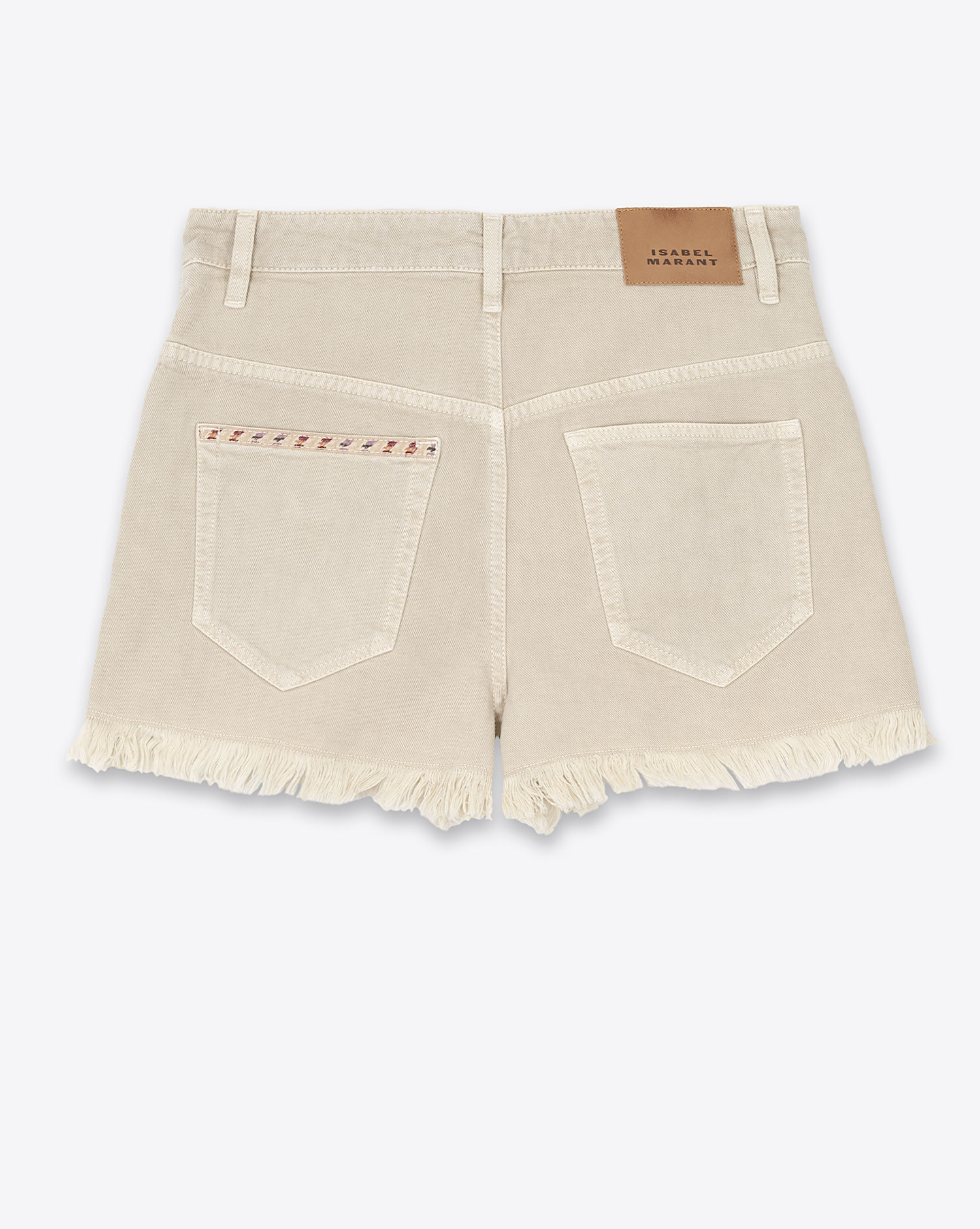Short Lesia Isabel Marant Etoile en denim écru. Vue dos. 