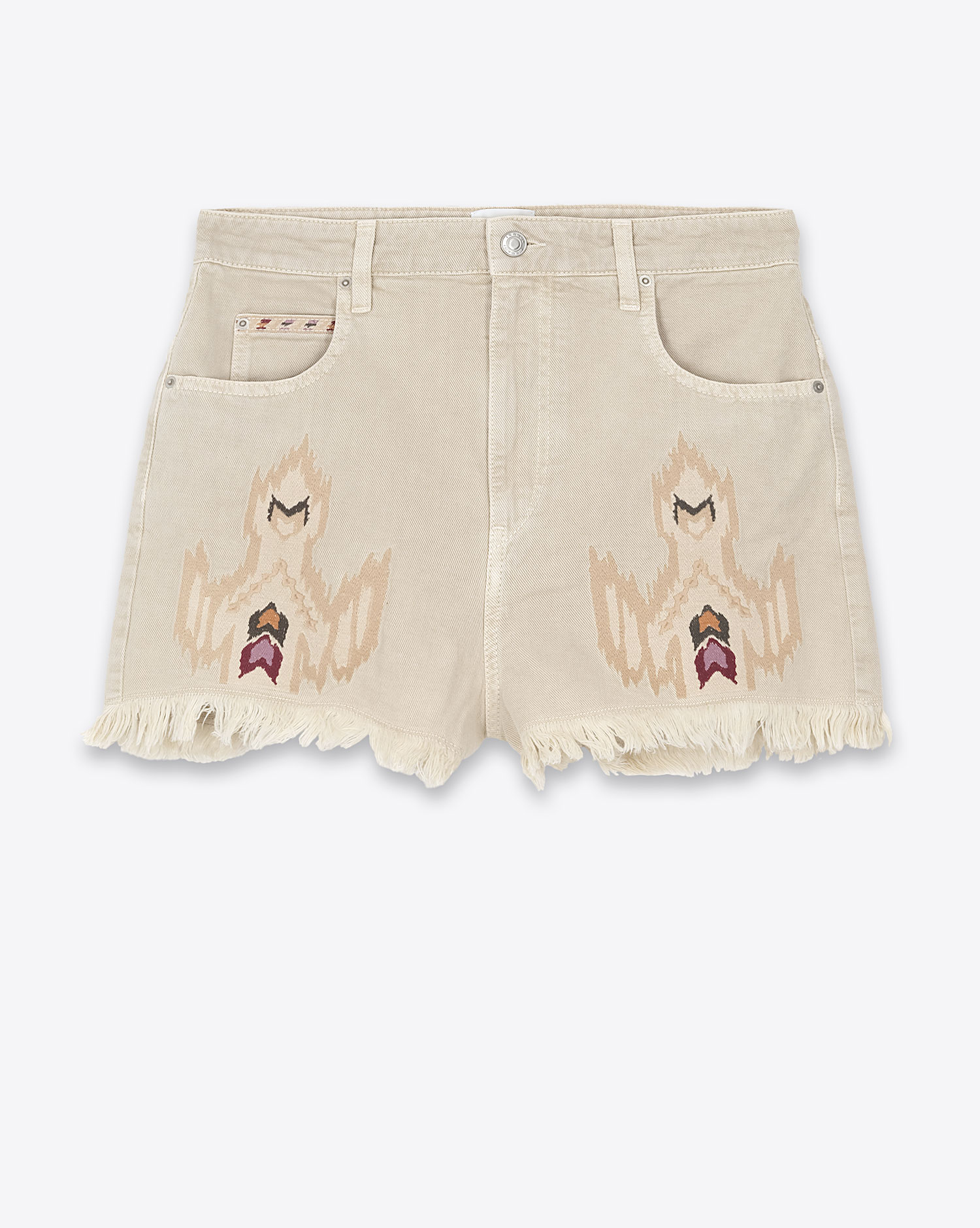 Short Lesia Isabel Marant Etoile en denim écru. Vue face. 