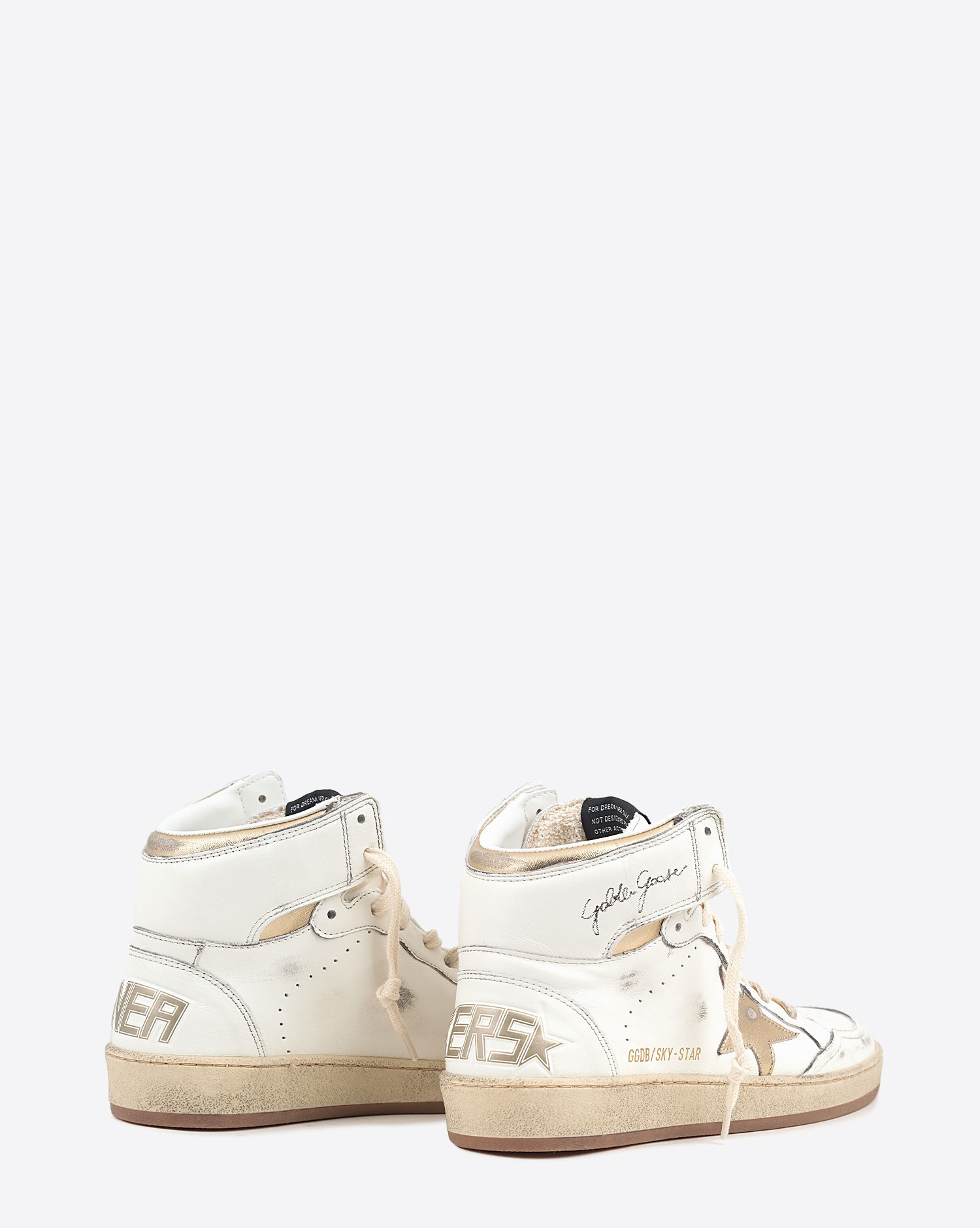 Golden Goose Femme Sneakers Sky Star – Blanc Or Foncé 11522 Golden Goose Femme Sneakers Sky Star – Blanc Or Foncé 11522