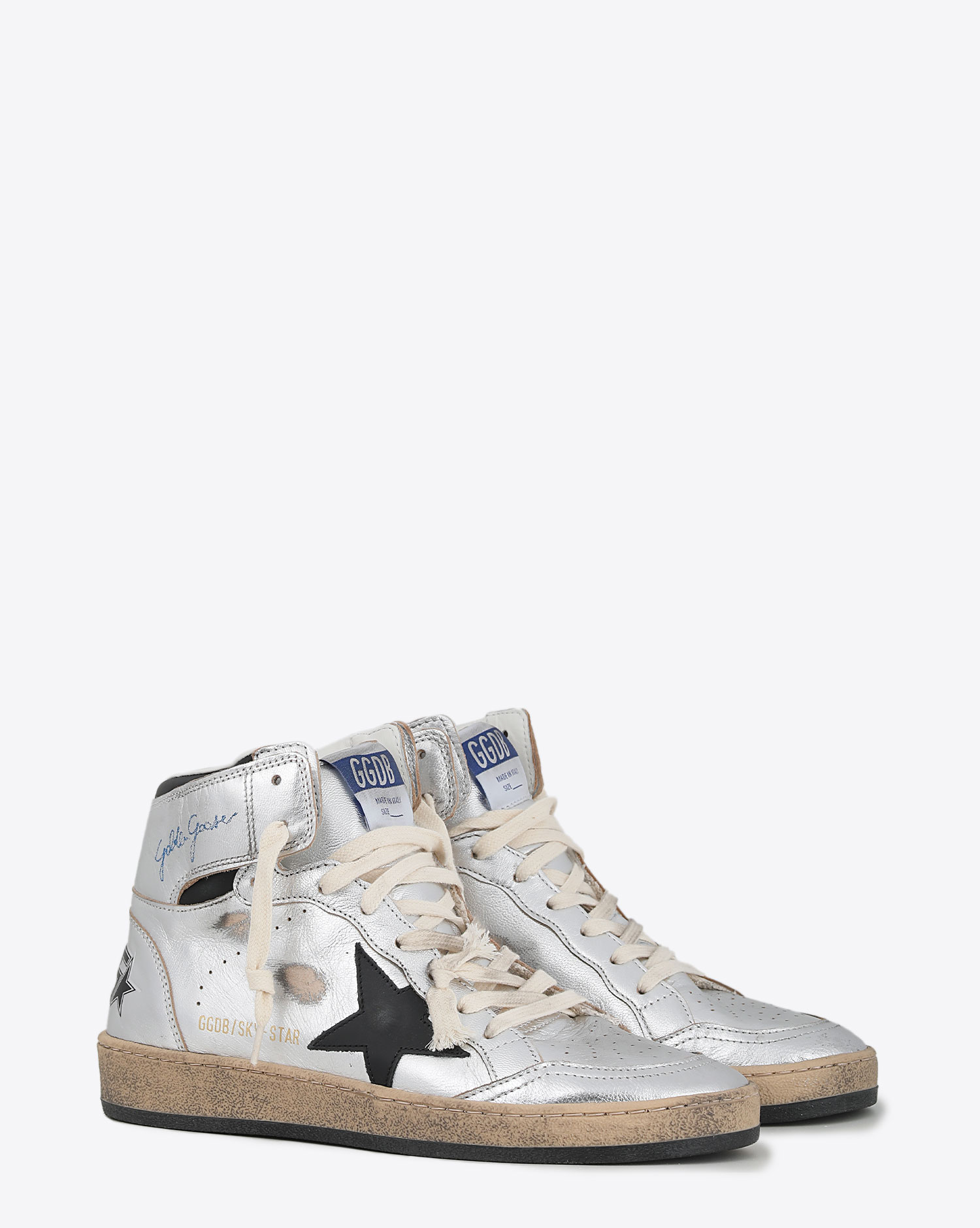 Sneakers Golden Goose Woman Permanent Sky Star - Silver Black 60246. Face. 
