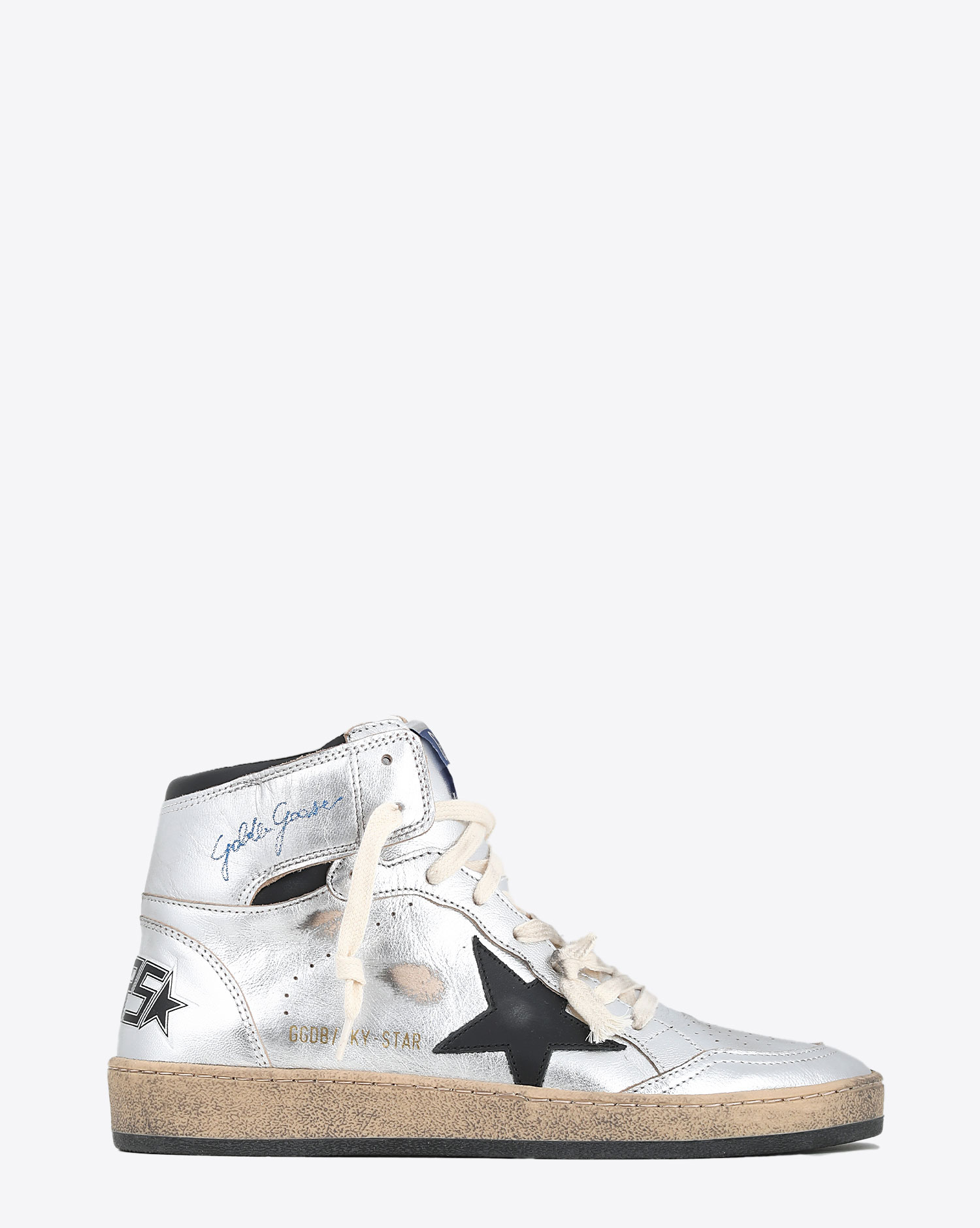 Sneakers Golden Goose Woman Permanent Sky Star - Silver Black 60246. Profil.
