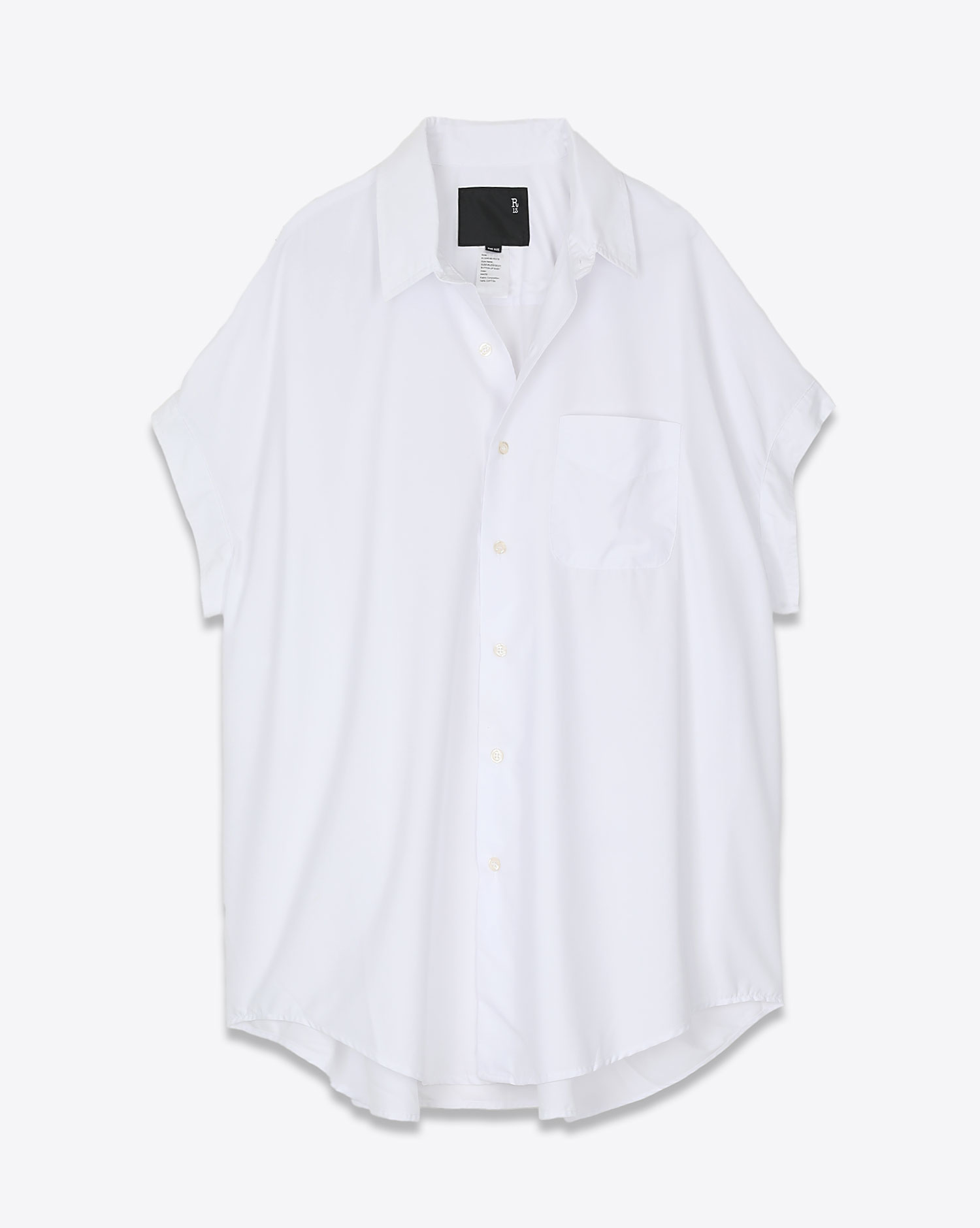 R13 Denim Chemise Sleeveless Boxy Button-Up Blanche
