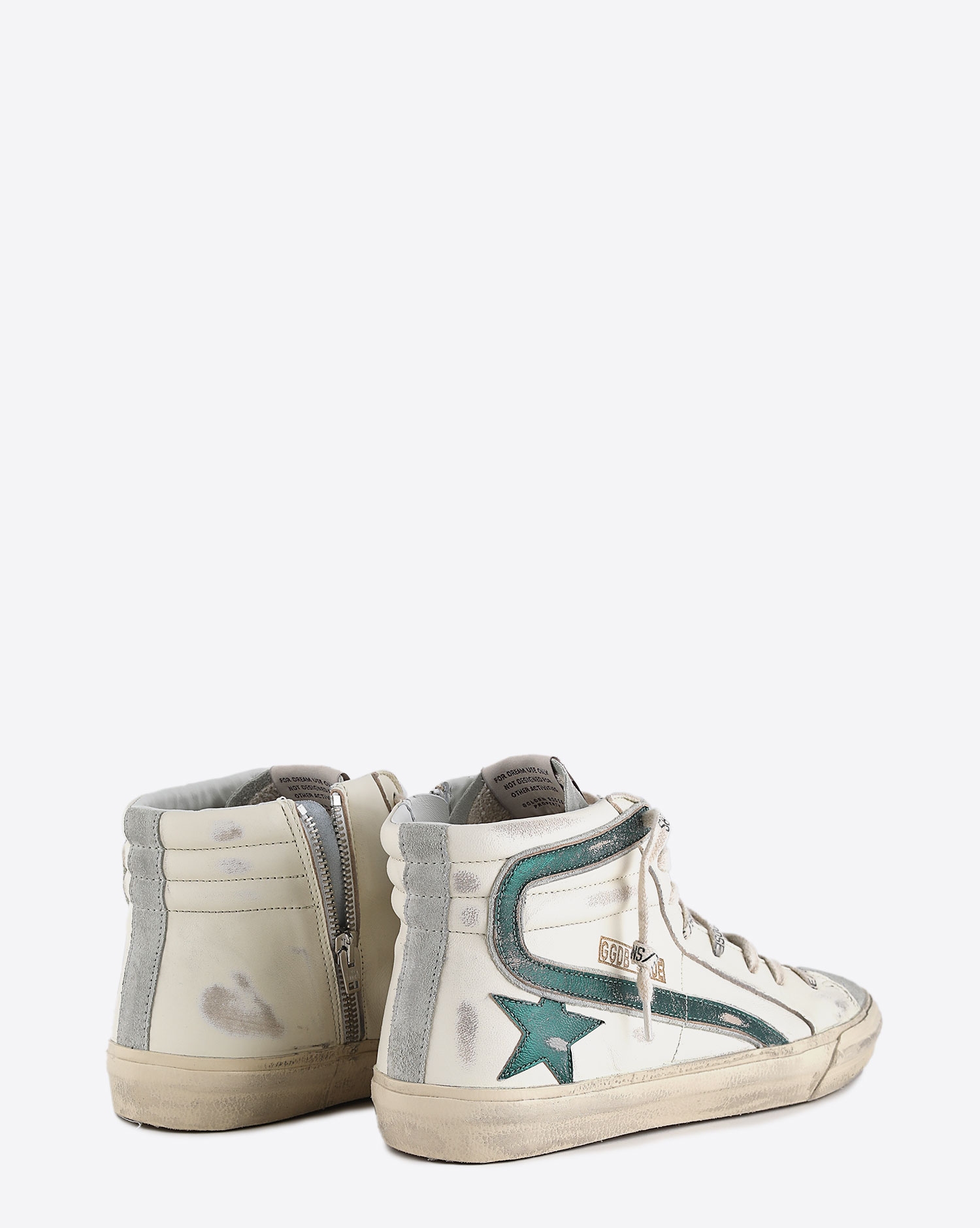 Slide in black suede with silver metallic leather star and flash | Golden  Goose