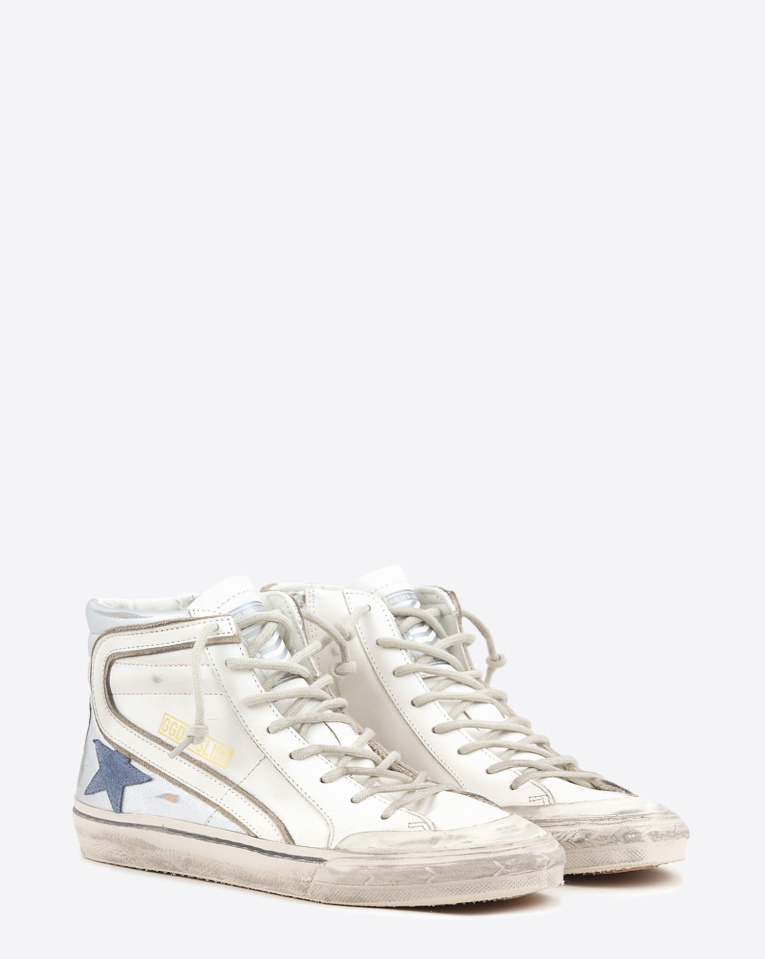 Golden Goose Femme Sneakers Slide  Blanc Argent Bleu 10403