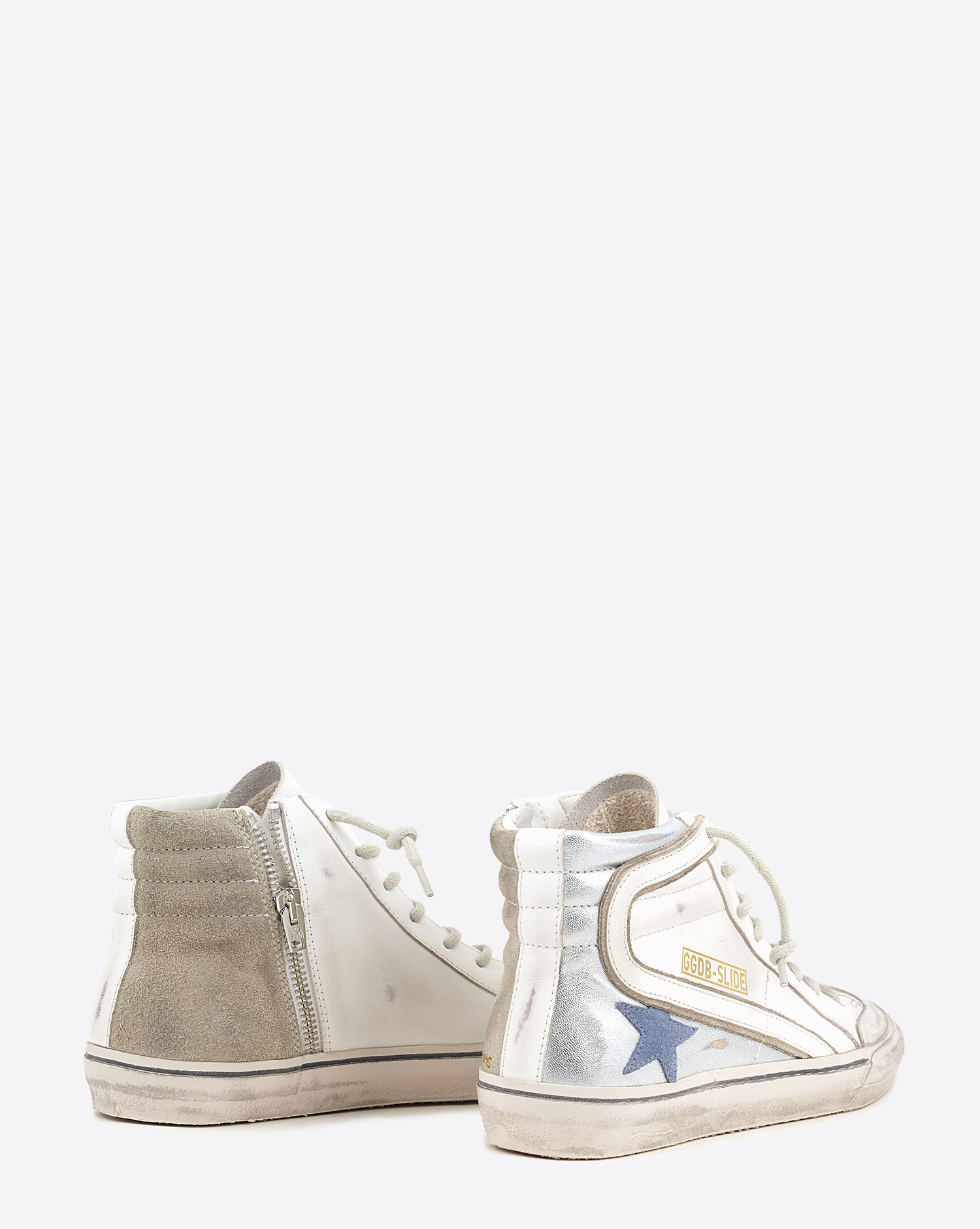 Golden Goose Femme Sneakers Slide  Blanc Argent Bleu 10403