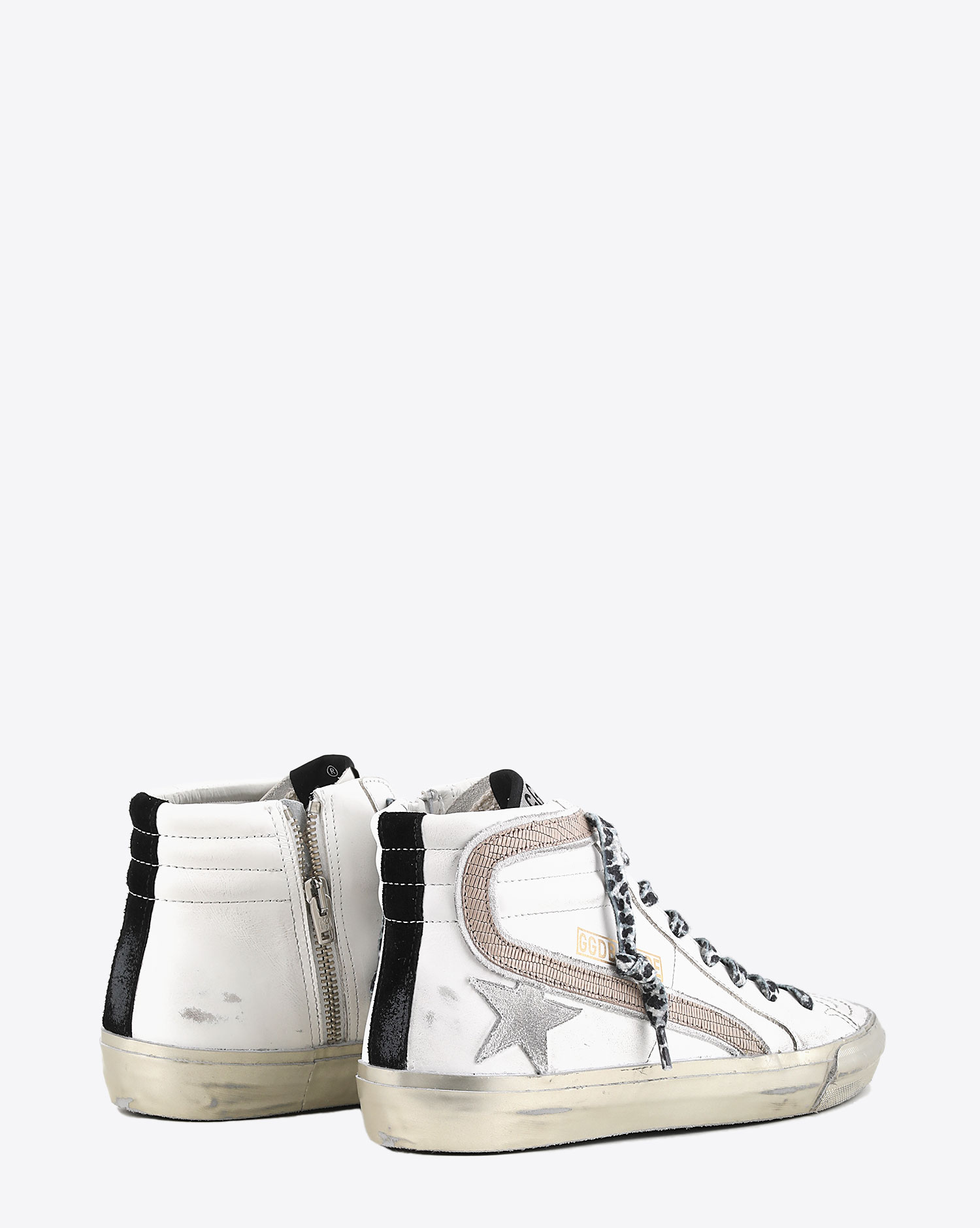 Sneakers Slide en cuir blanc Golden Goose. Dos. 