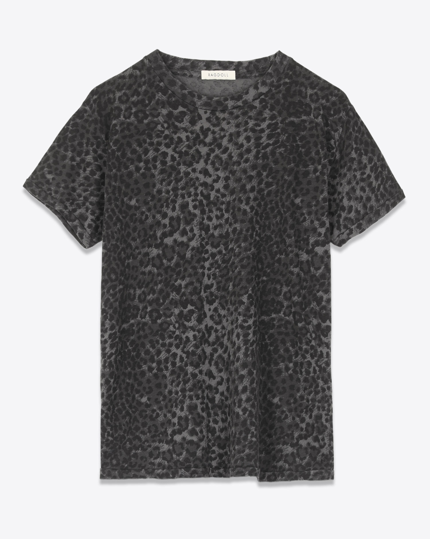 Tee-shirt Slouchy Ragdoll LA anthracite imprimé léopard. 
