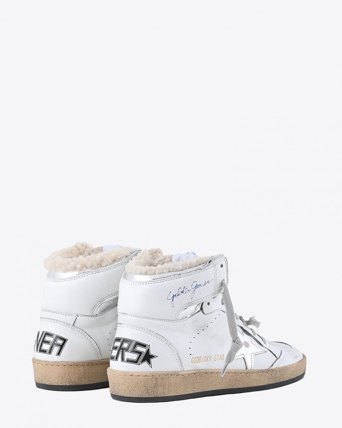 Sneakers Golden Goose Woman Permanent Sky Star Shearling White Silver 80185
