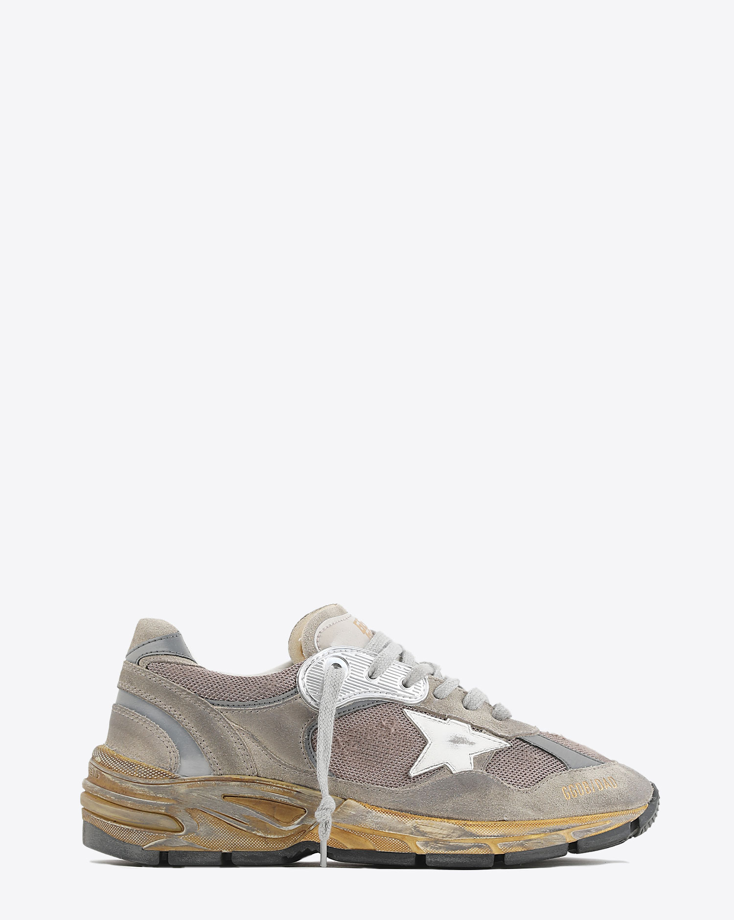 Sneakers Running Dad 81751 multi-matières toile et cuir beige Golden Goose femme. Profil.